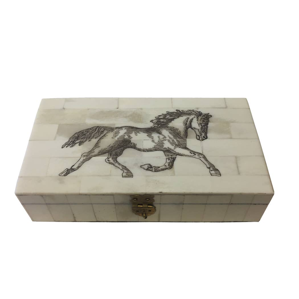 Keepsake Bone Box Engraved Horse