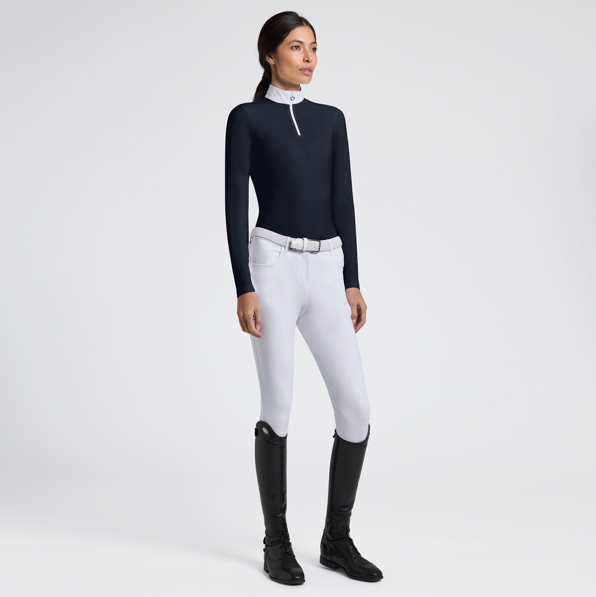 Cavalleria Toscana Stripe Back Panel Zip Top lds