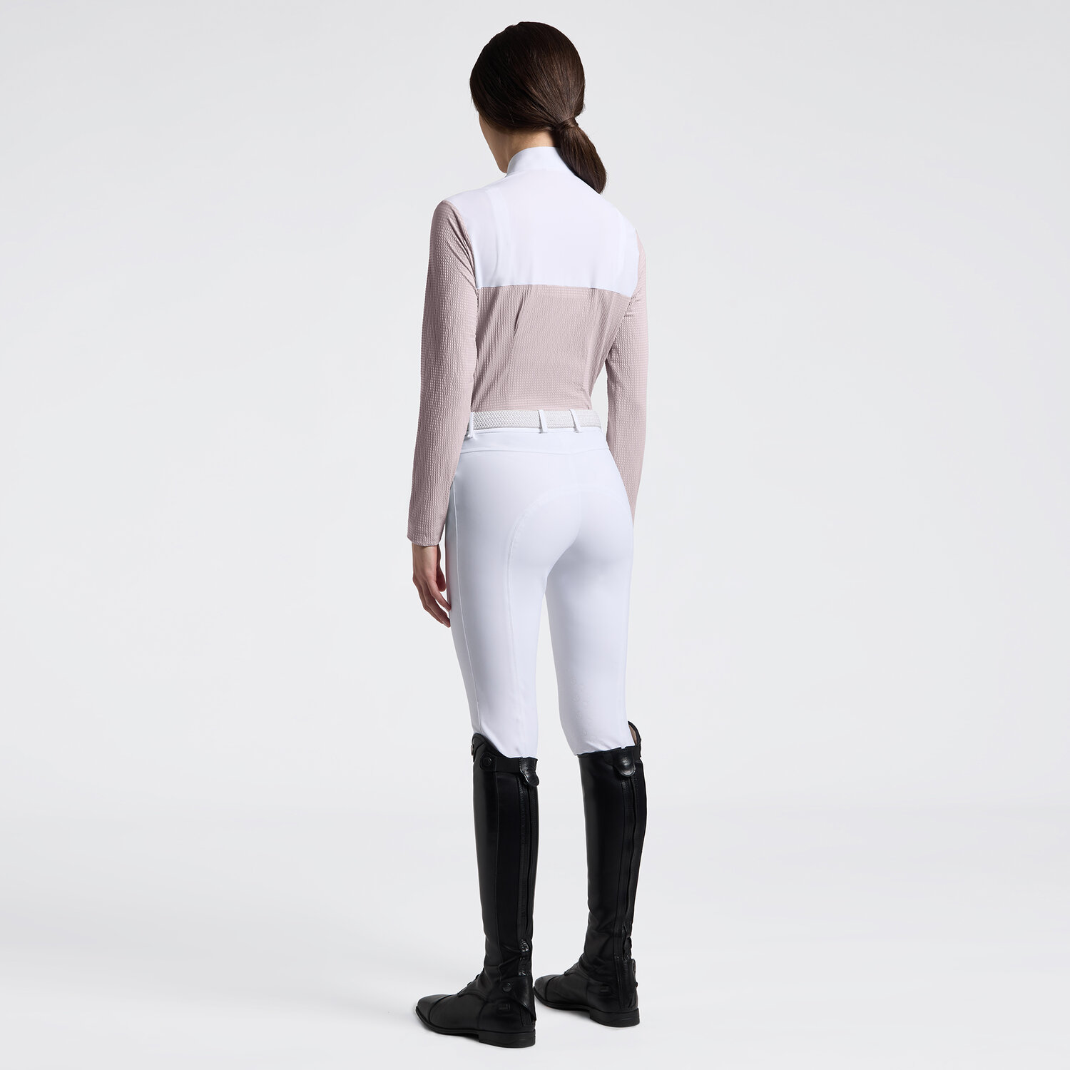 Cavalleria Toscana Seersucker Zip Comp Polo l/s lds