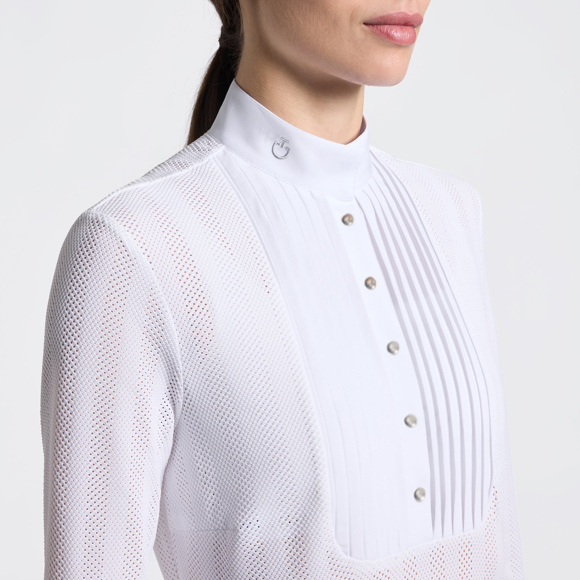 Cavalleria Toscana Knit Lines Pleat Bib Shirt lds