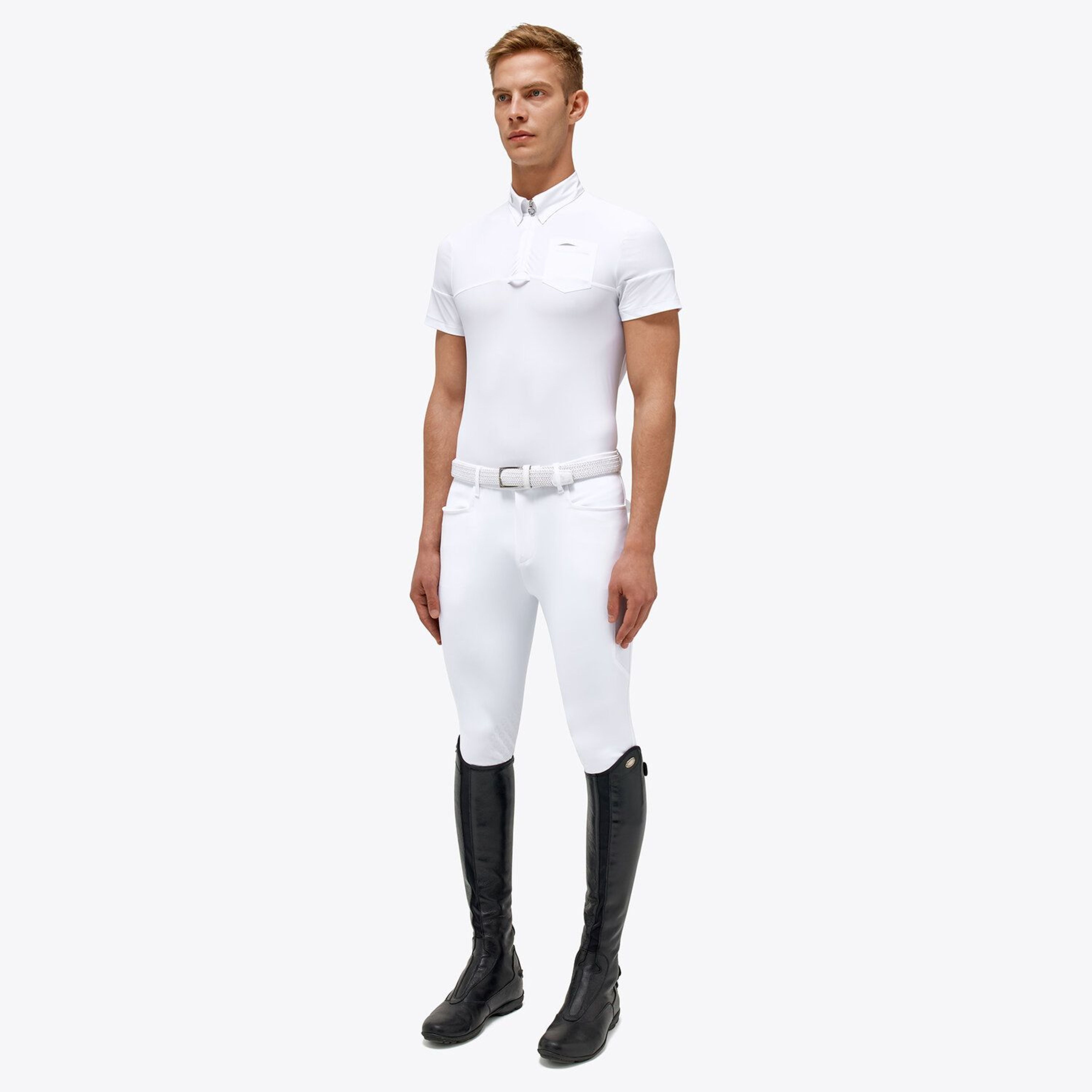 Cavalleria Toscana Pocket Logo Zip Comp Polo mens