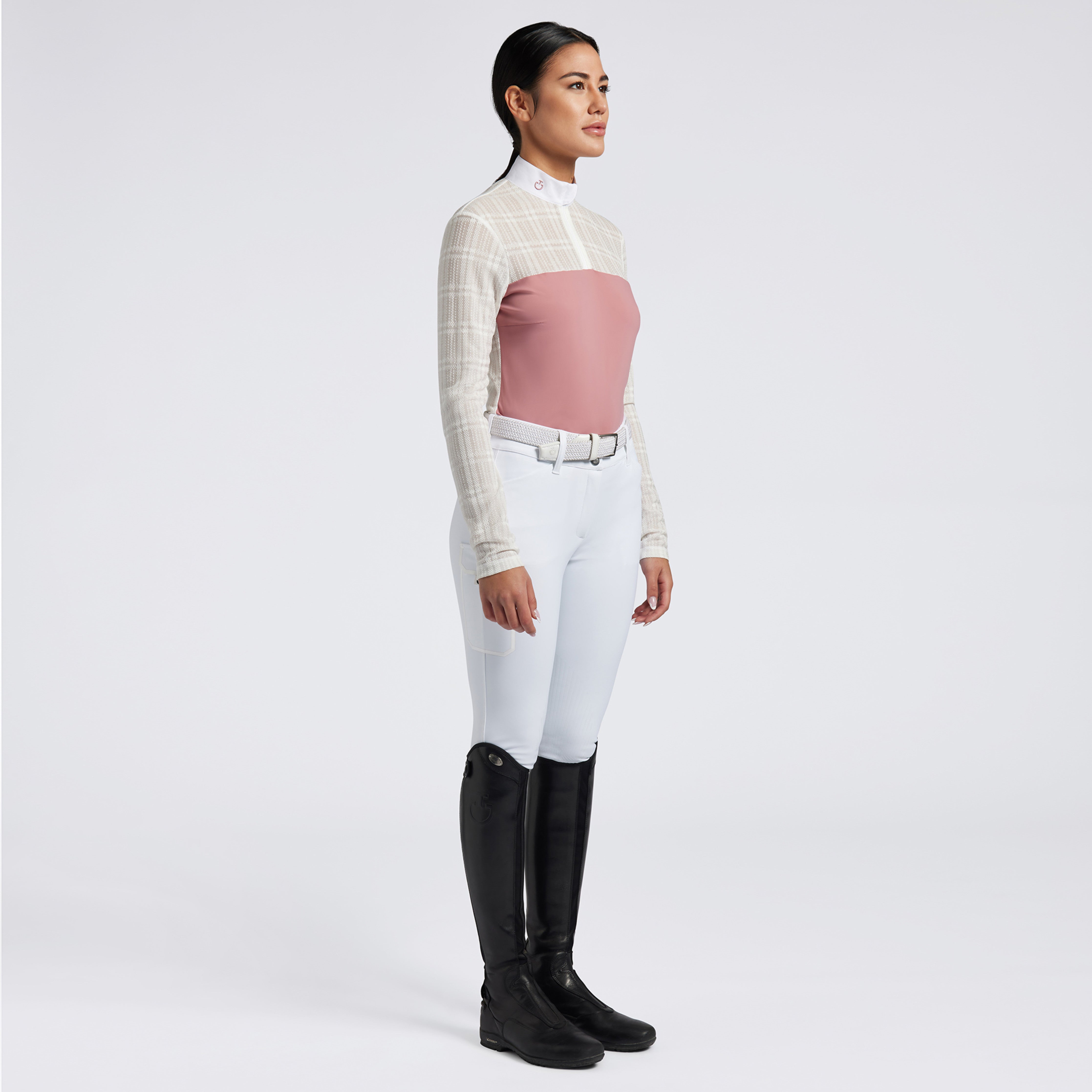 Cavalleria Toscana Sheer Jacquard Zip Shirt ladies