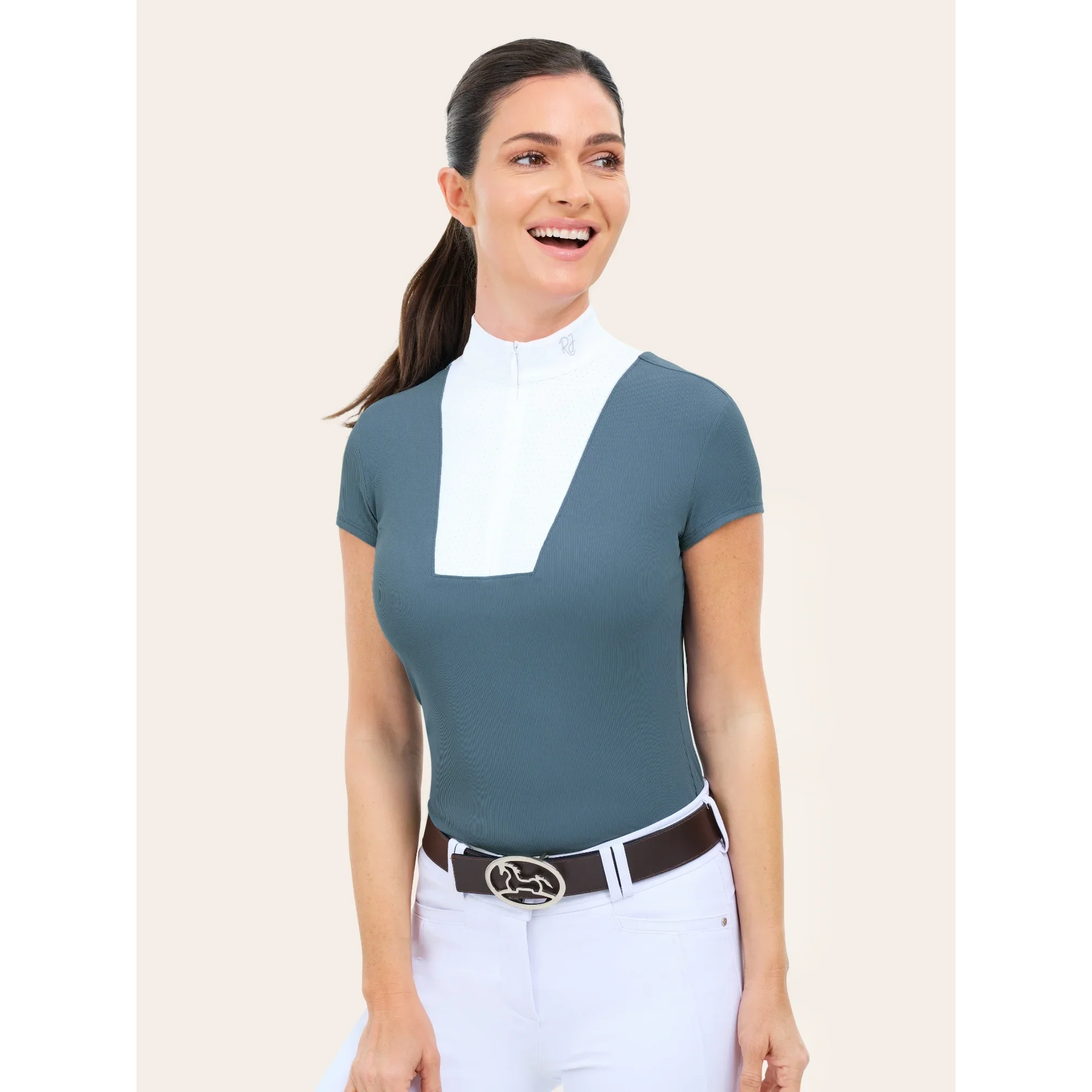 R.J. Classics Celeste Rib Zip Polo s/s ladies