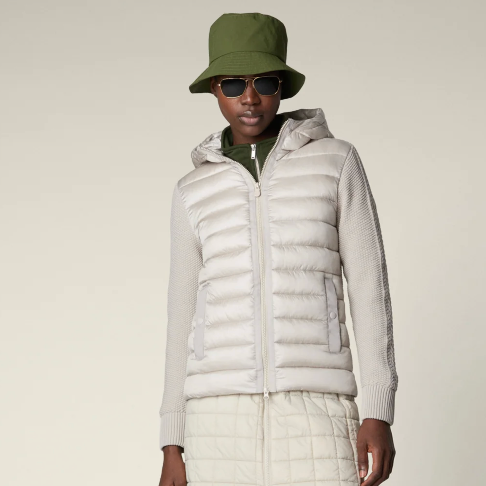 Save the Duck Ozma Hood Cable Knit Puffer ladies