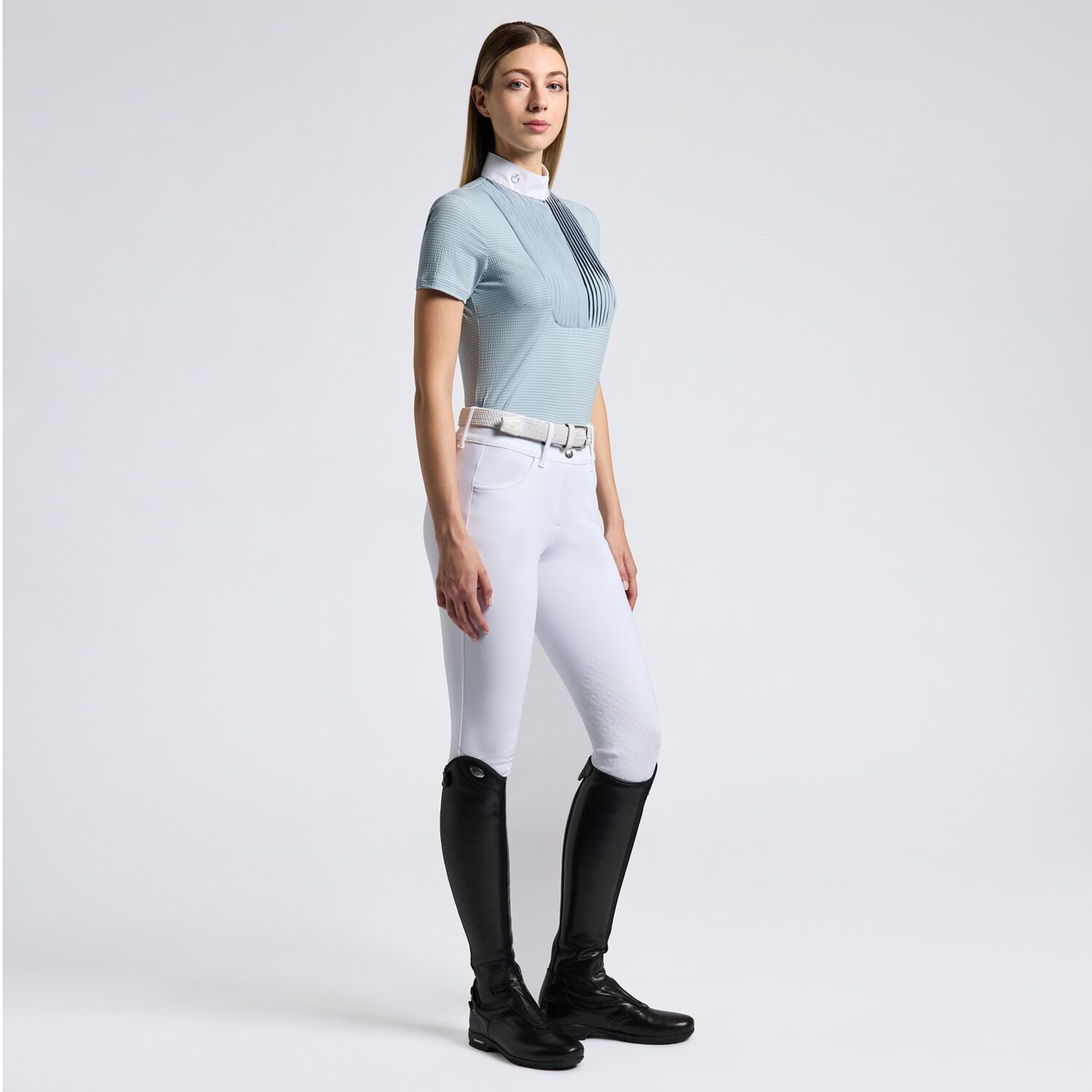 Cavalleria Toscana Seersucker Pleated Shirt s/s ladies