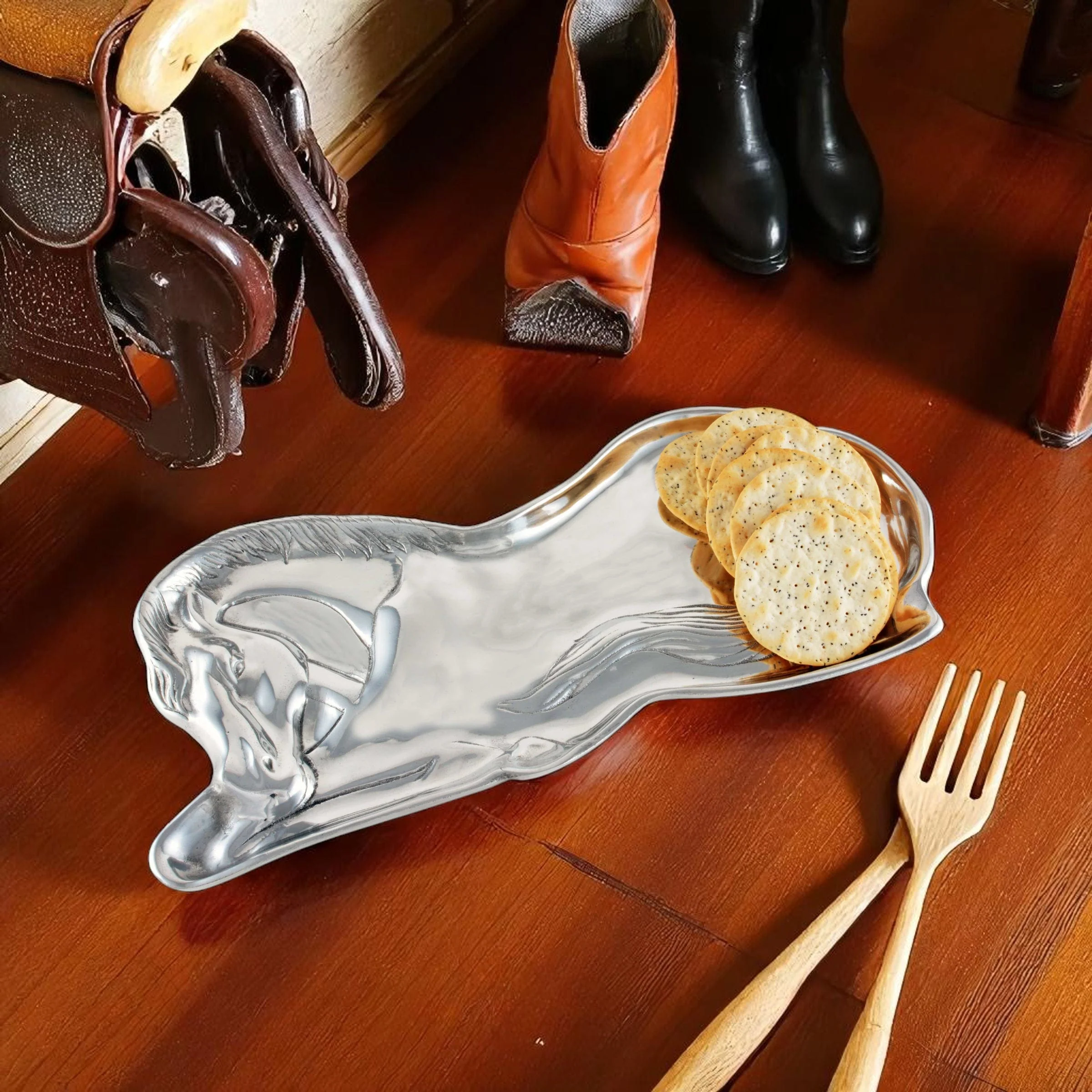 Cast Aluminum Horse Figural Tray 12"