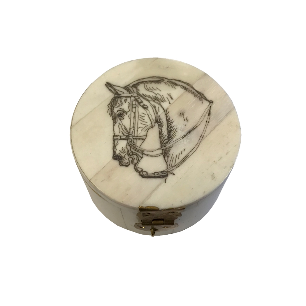 Trinket Bone Box Engraved Horse Head