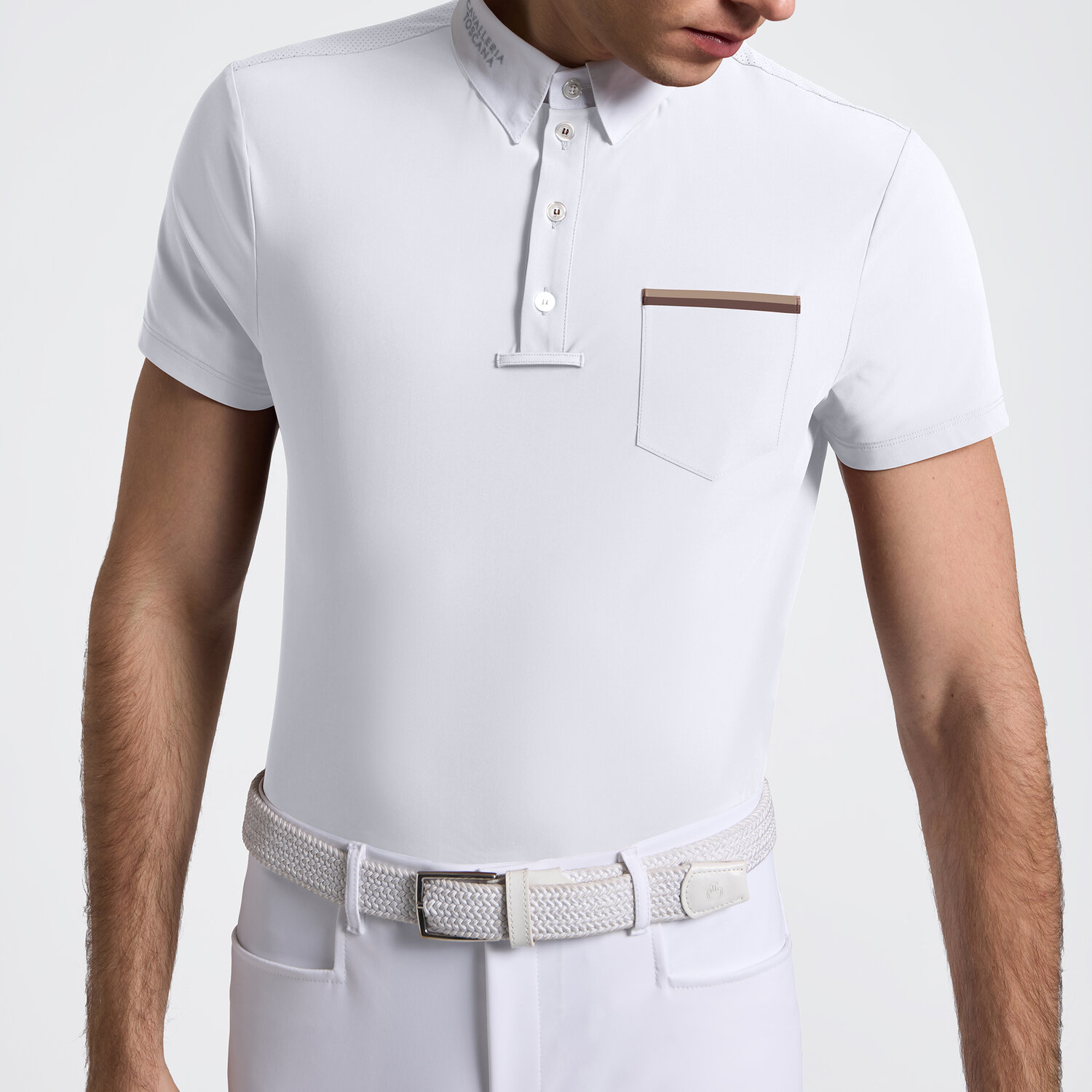 Cavalleria Toscana Perf Back Button Polo mens