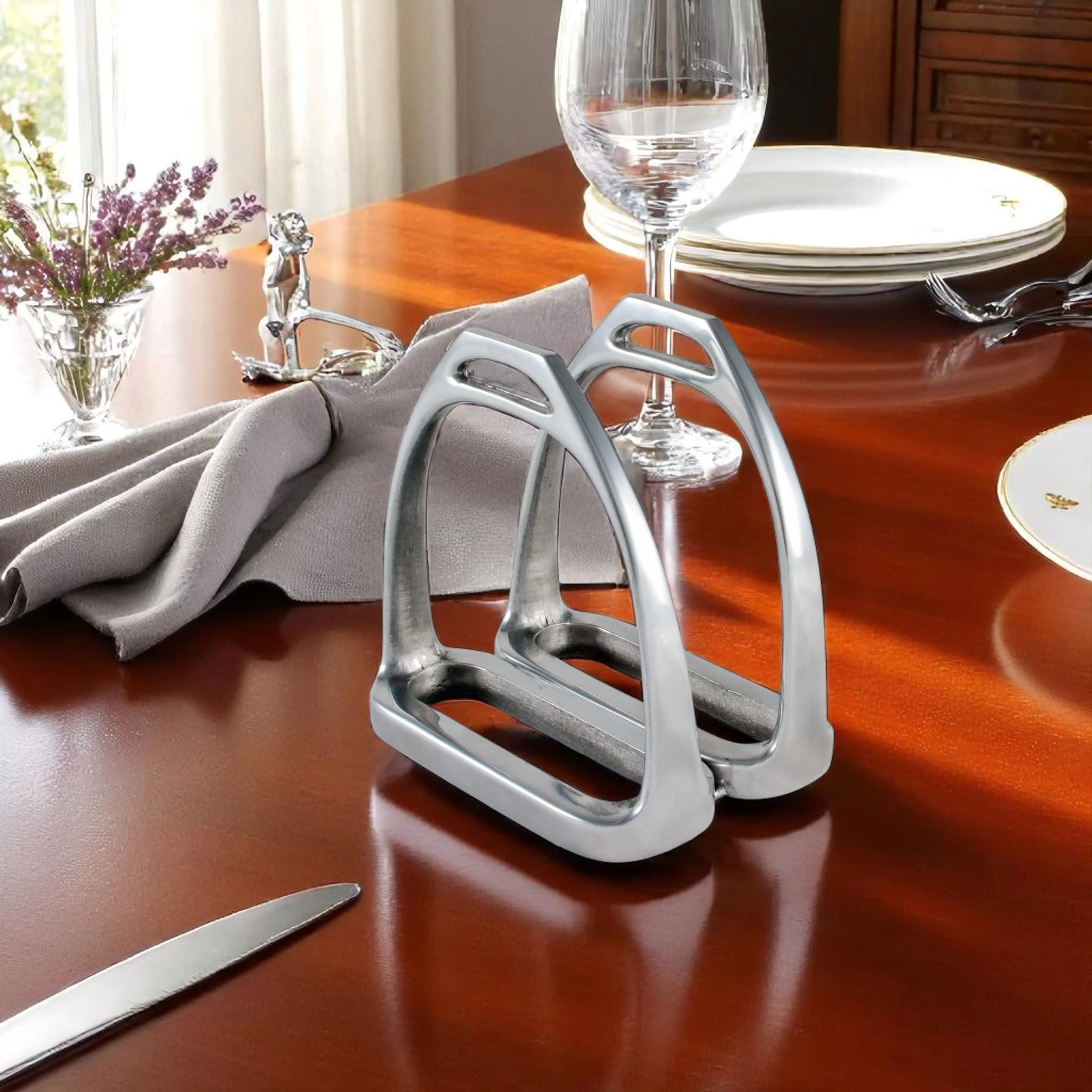 Cast Aluminum Stirrup Napkin / Letter Holder