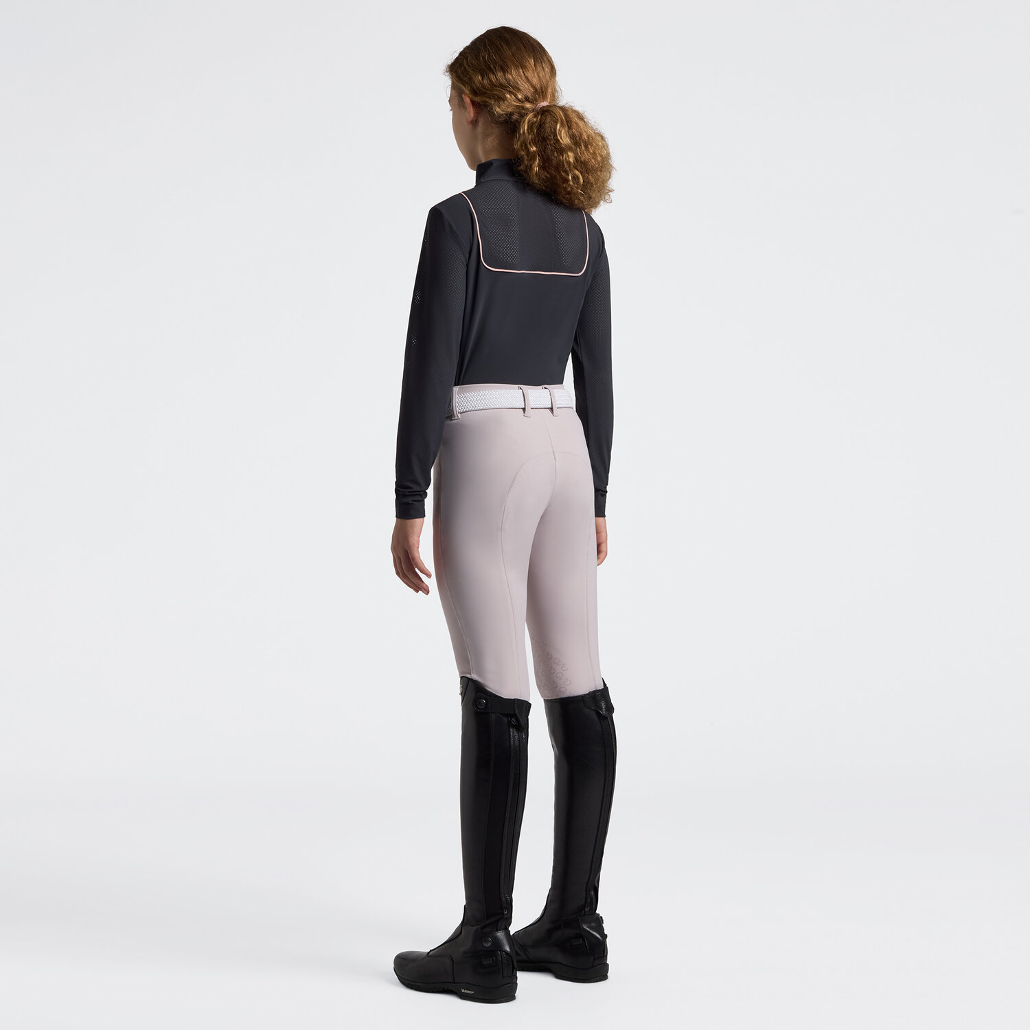 Cavalleria Toscana Perforated Piped Zip Polo l/s girls