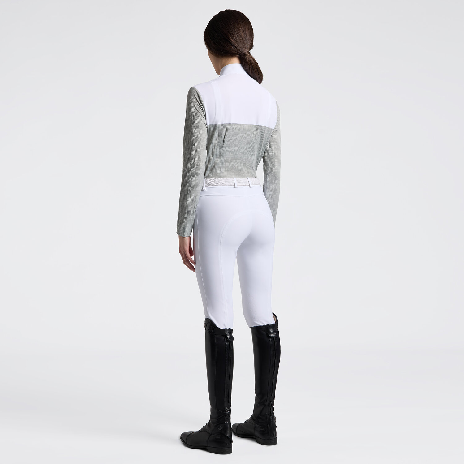 Cavalleria Toscana Seersucker Zip Comp Polo l/s lds