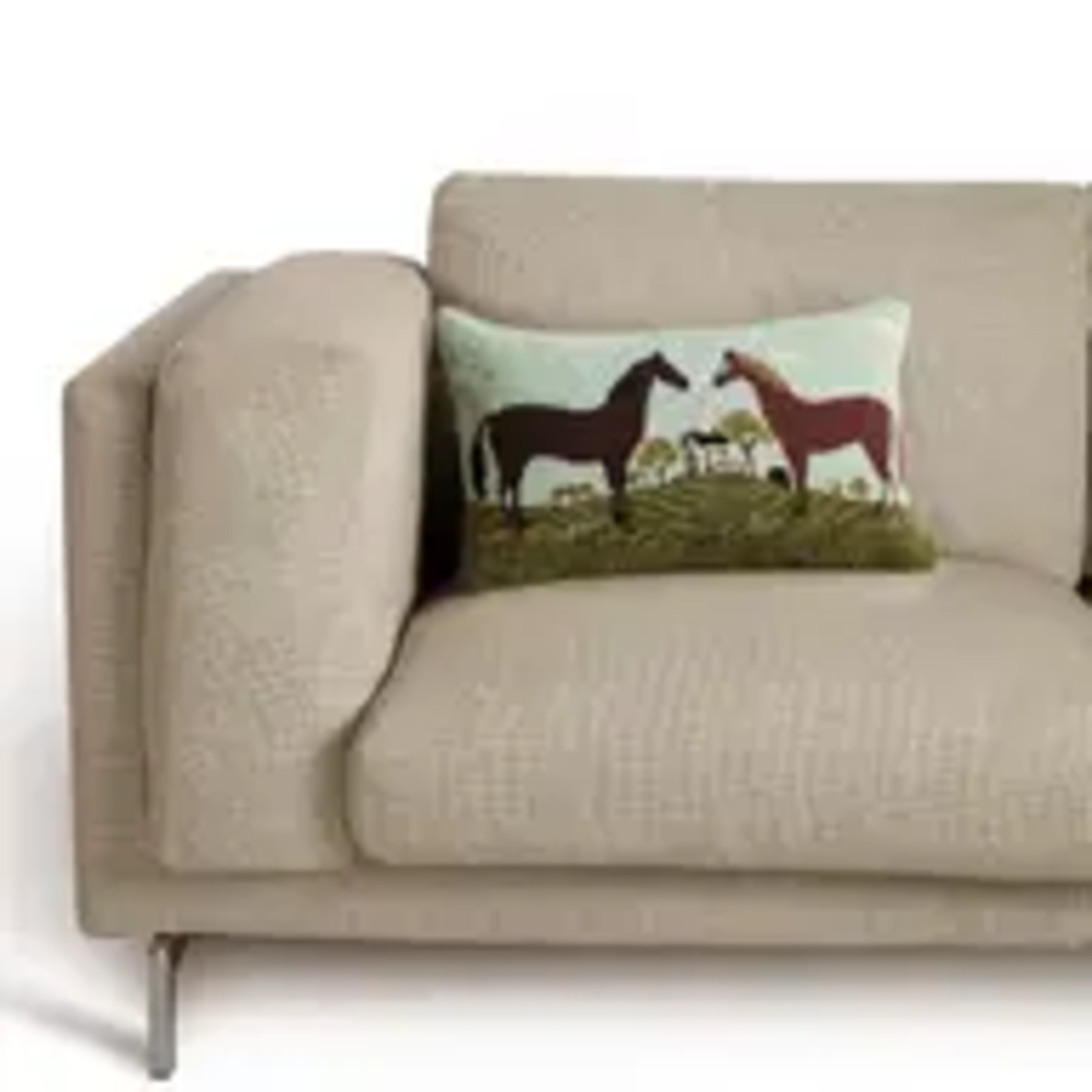 Horses in Field Hooked Pillow