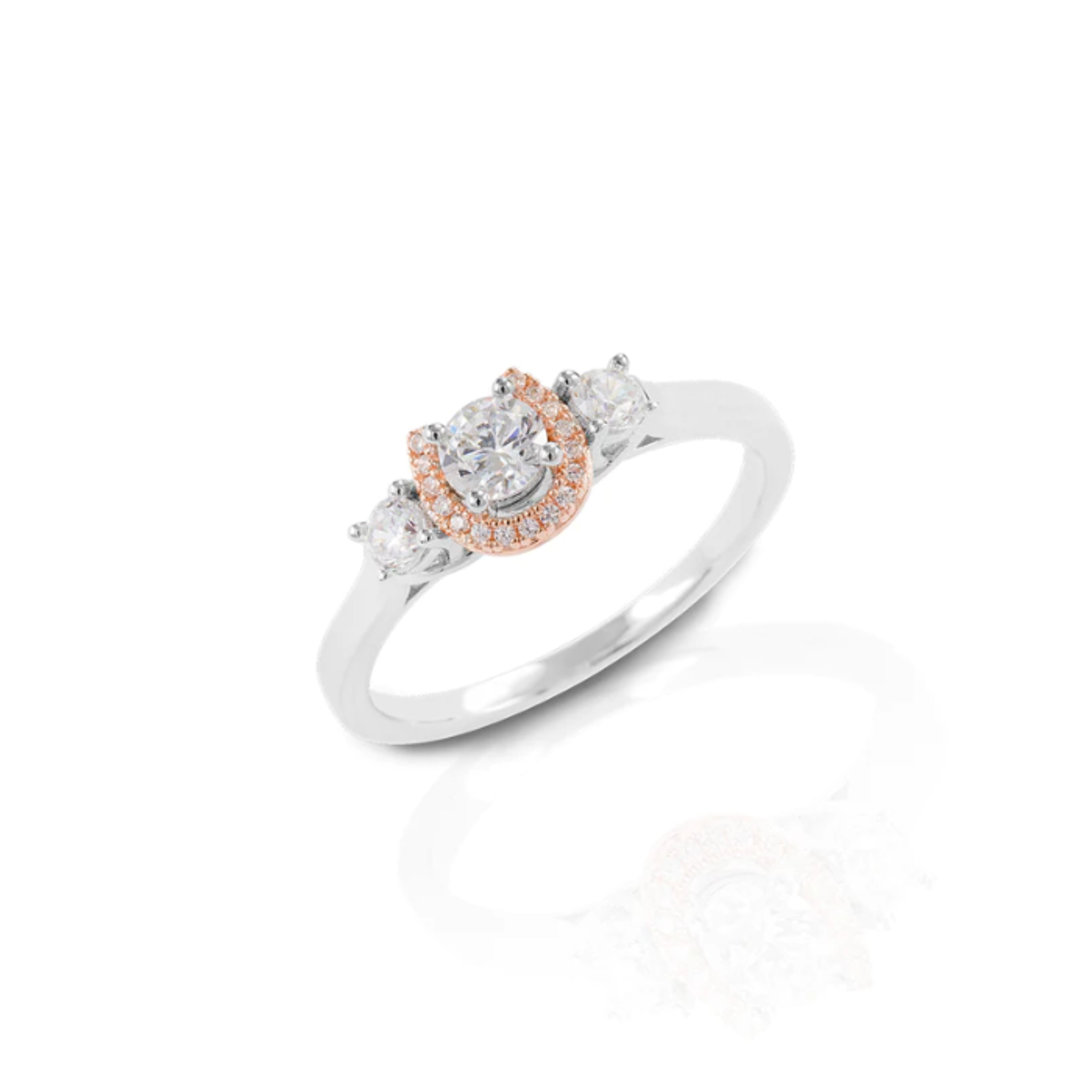 Kelly Herd Sterling and Rose Gold 3-Stone Horseshoe Ring