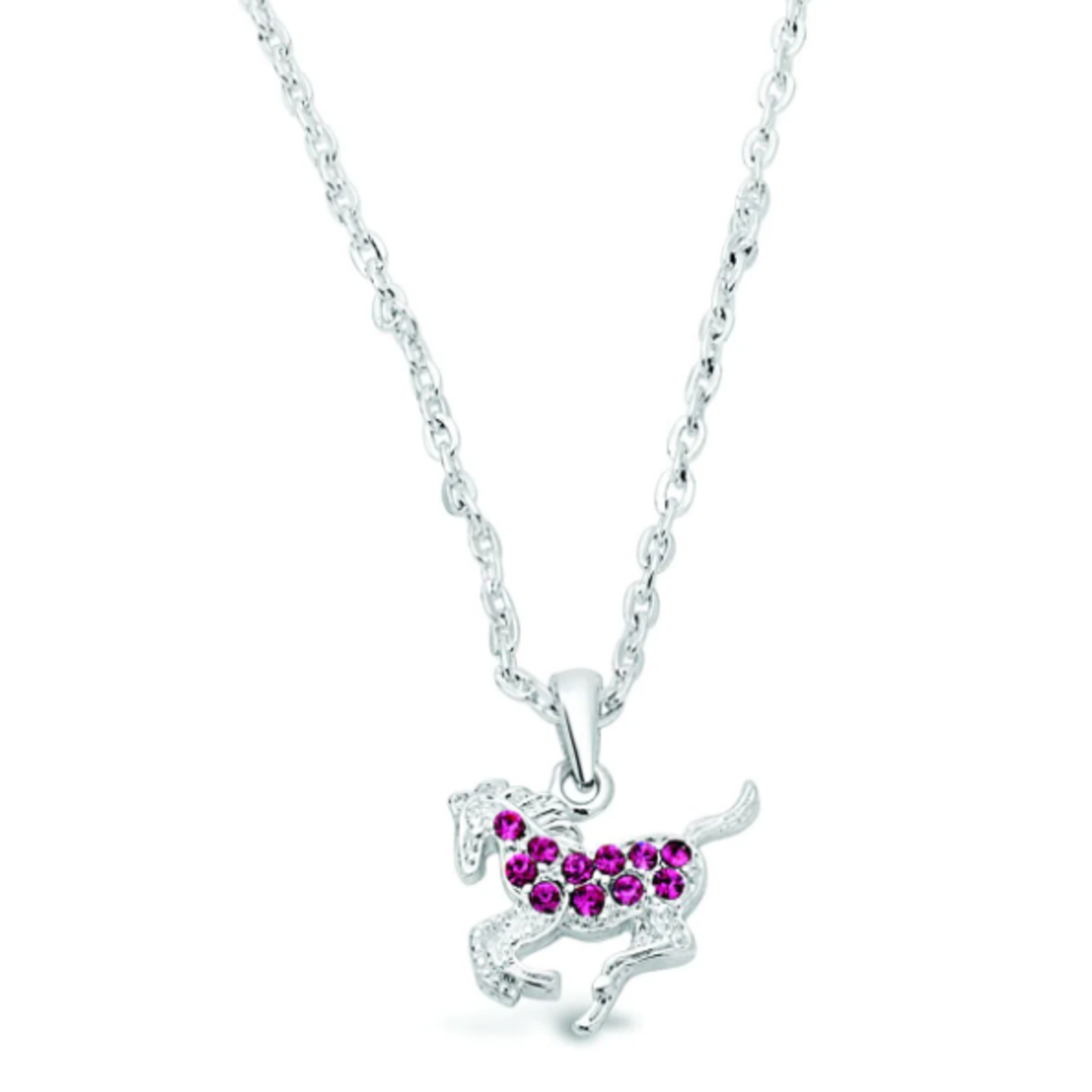 Rhinestone Galloping Horse Necklace