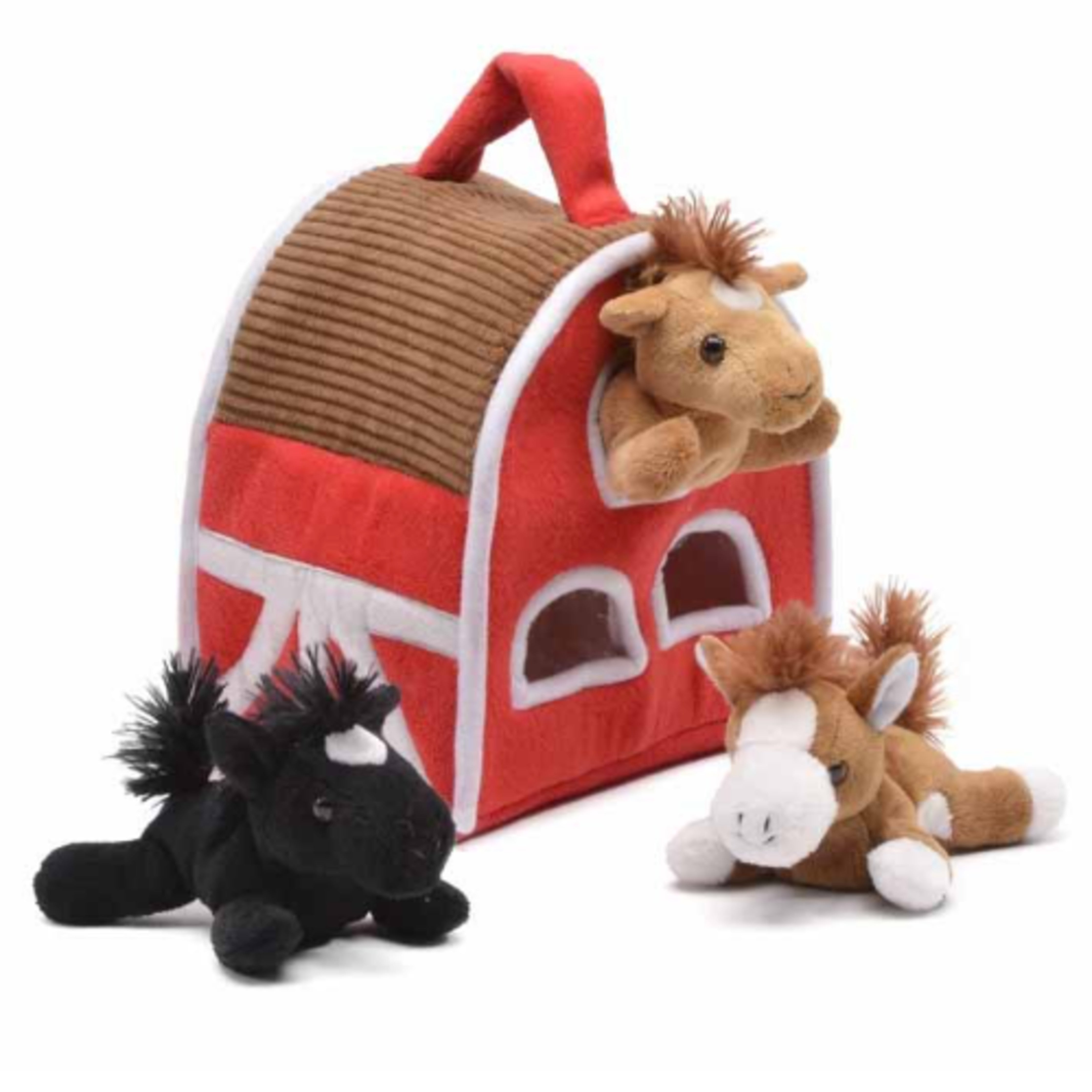 Plush Finger Puppet Barn w/ 3 Horses