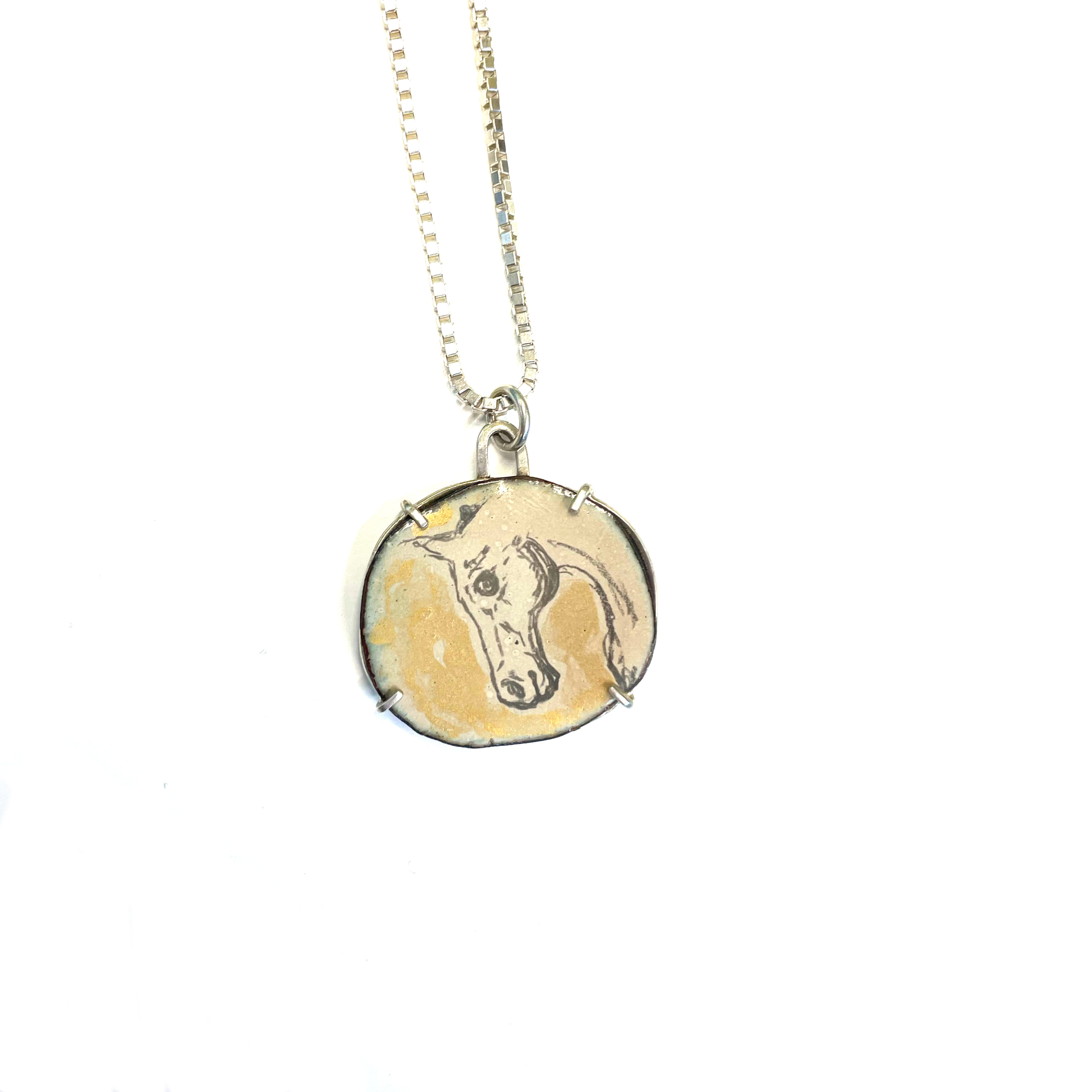 McNabb Painted Enamel Horse Necklace