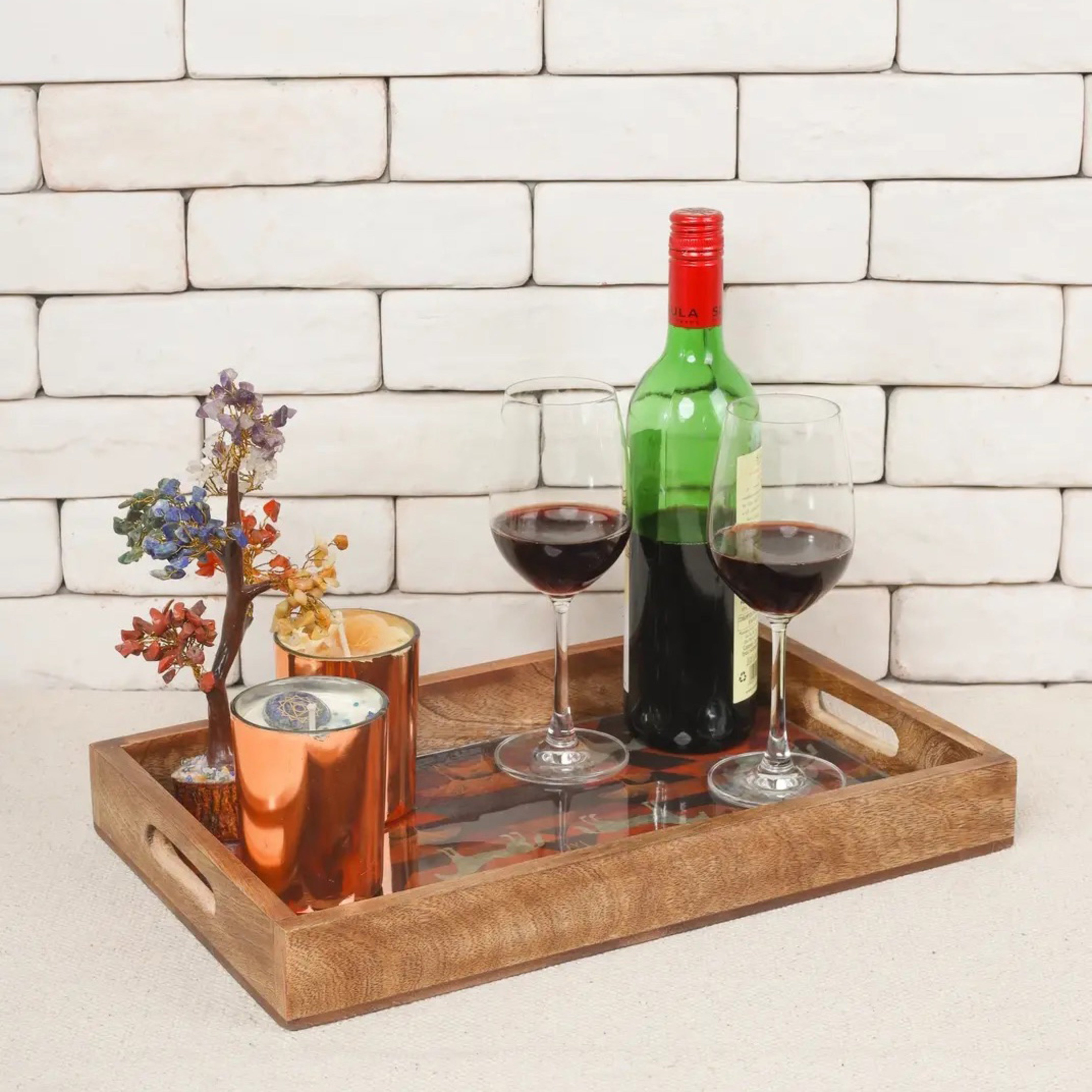 Mango Wood & Resin Trays (set of 3)