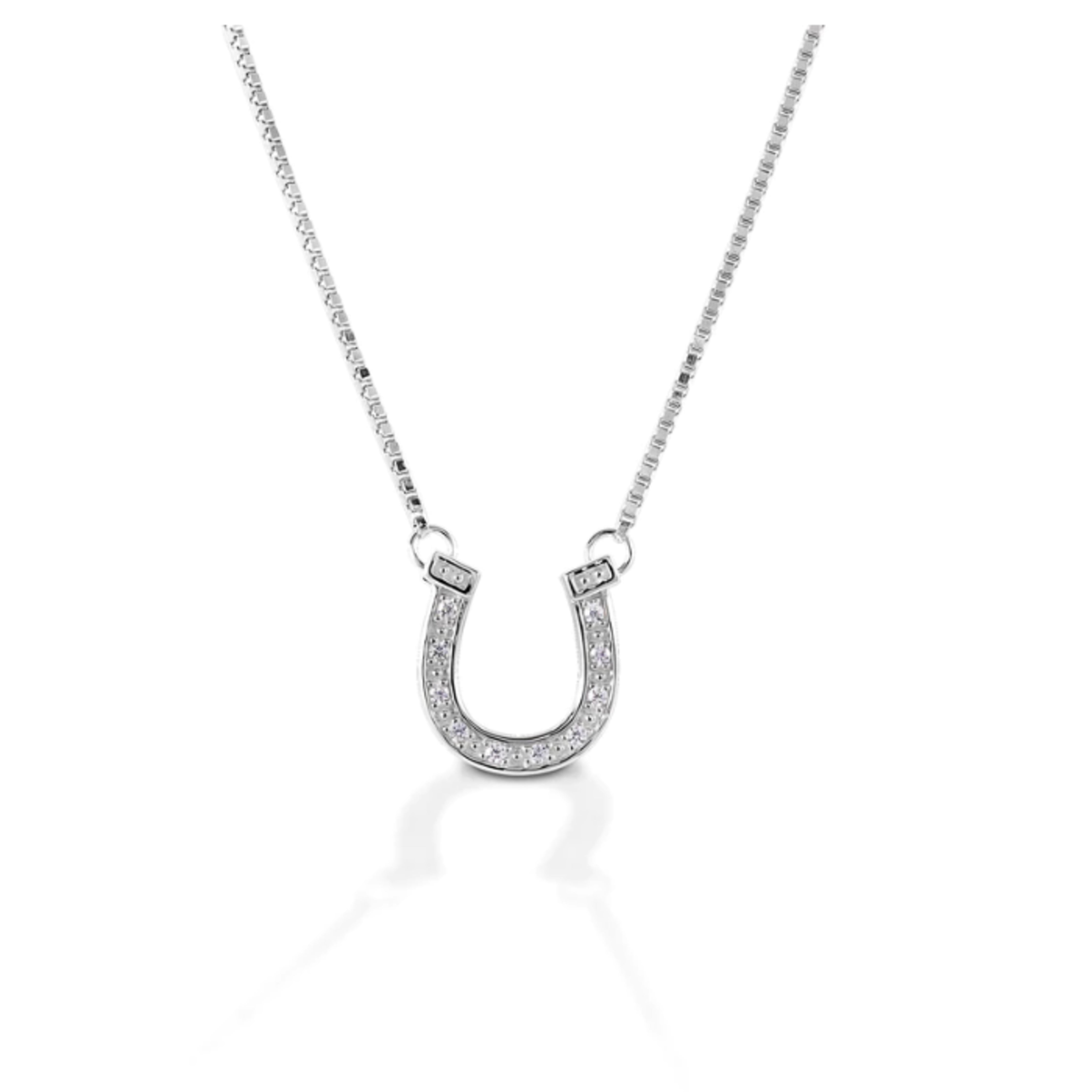 Kelly Herd Horseshoe Necklace Sterling CZ