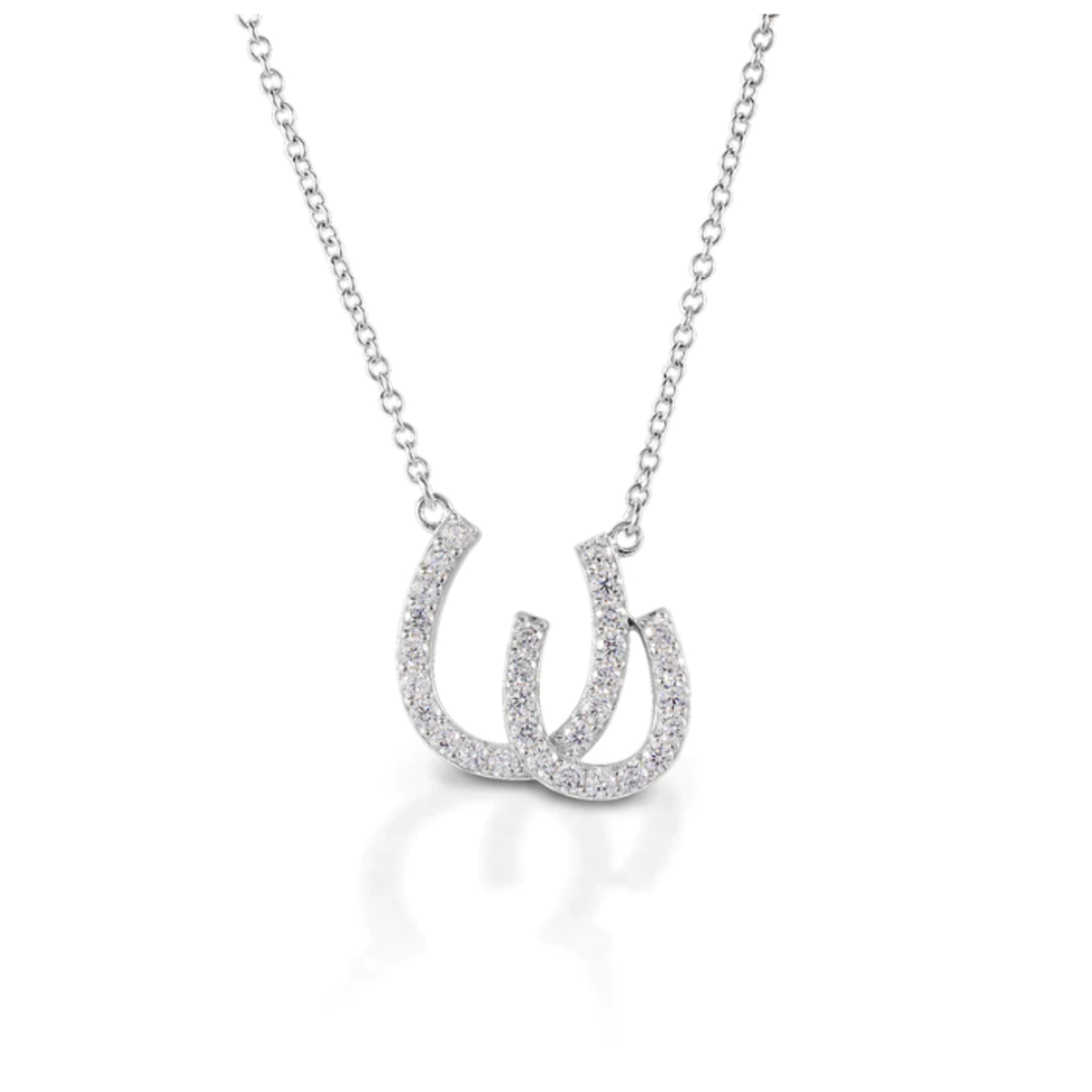 Kelly Herd Double Horseshoe Necklace Sterling CZ