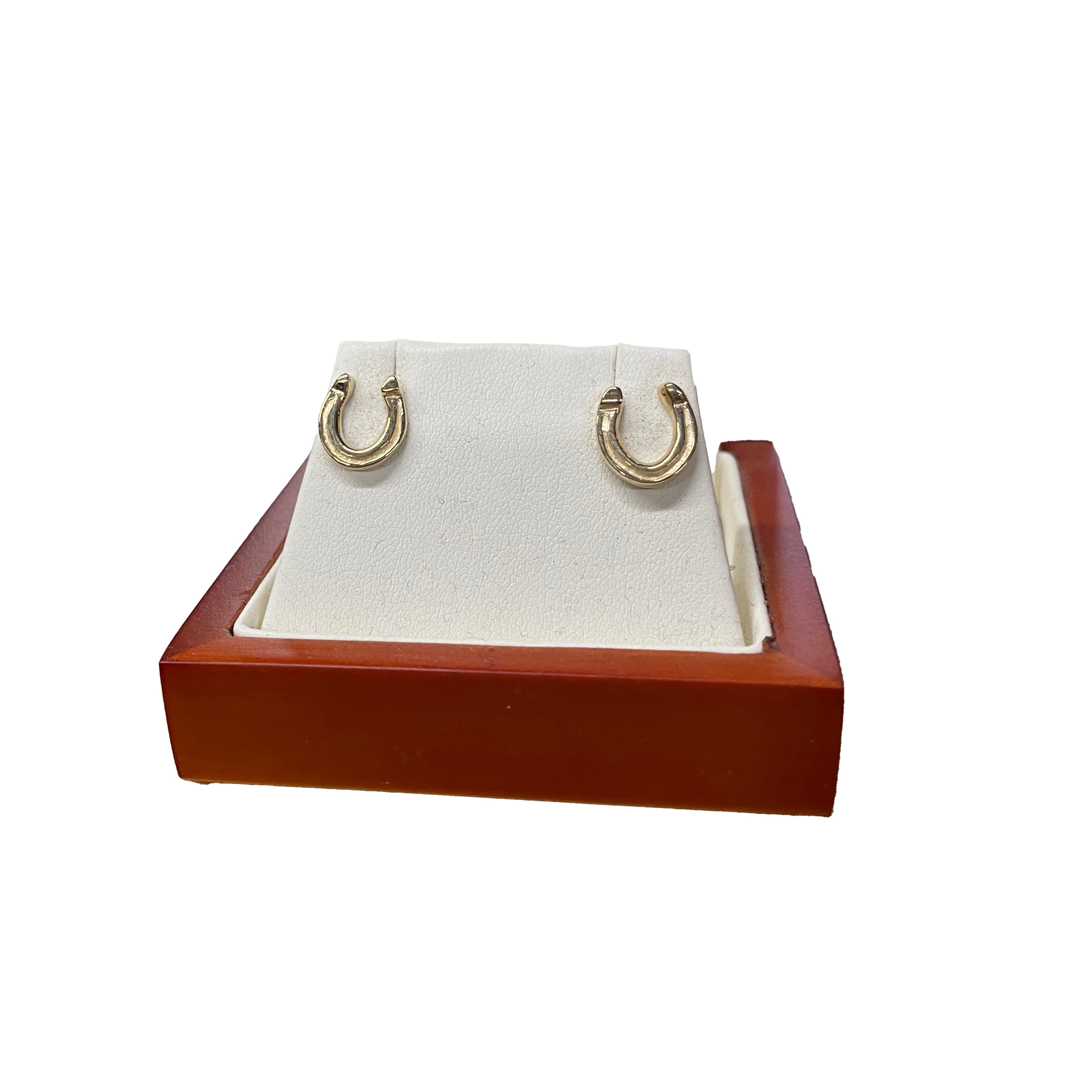 Rusty Brown Concave Roadster Earrings 14k Gold