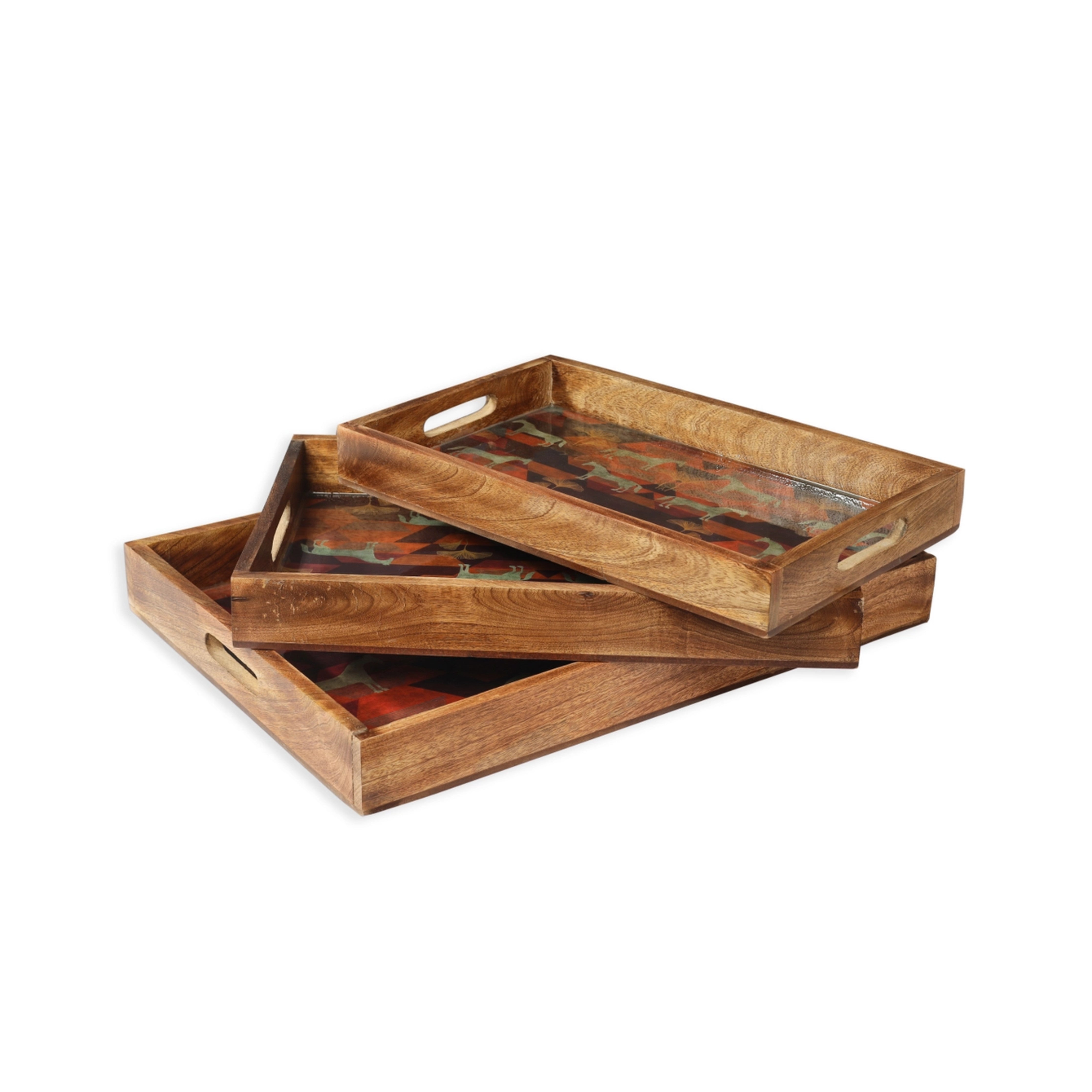 Mango Wood & Resin Trays (set of 3)