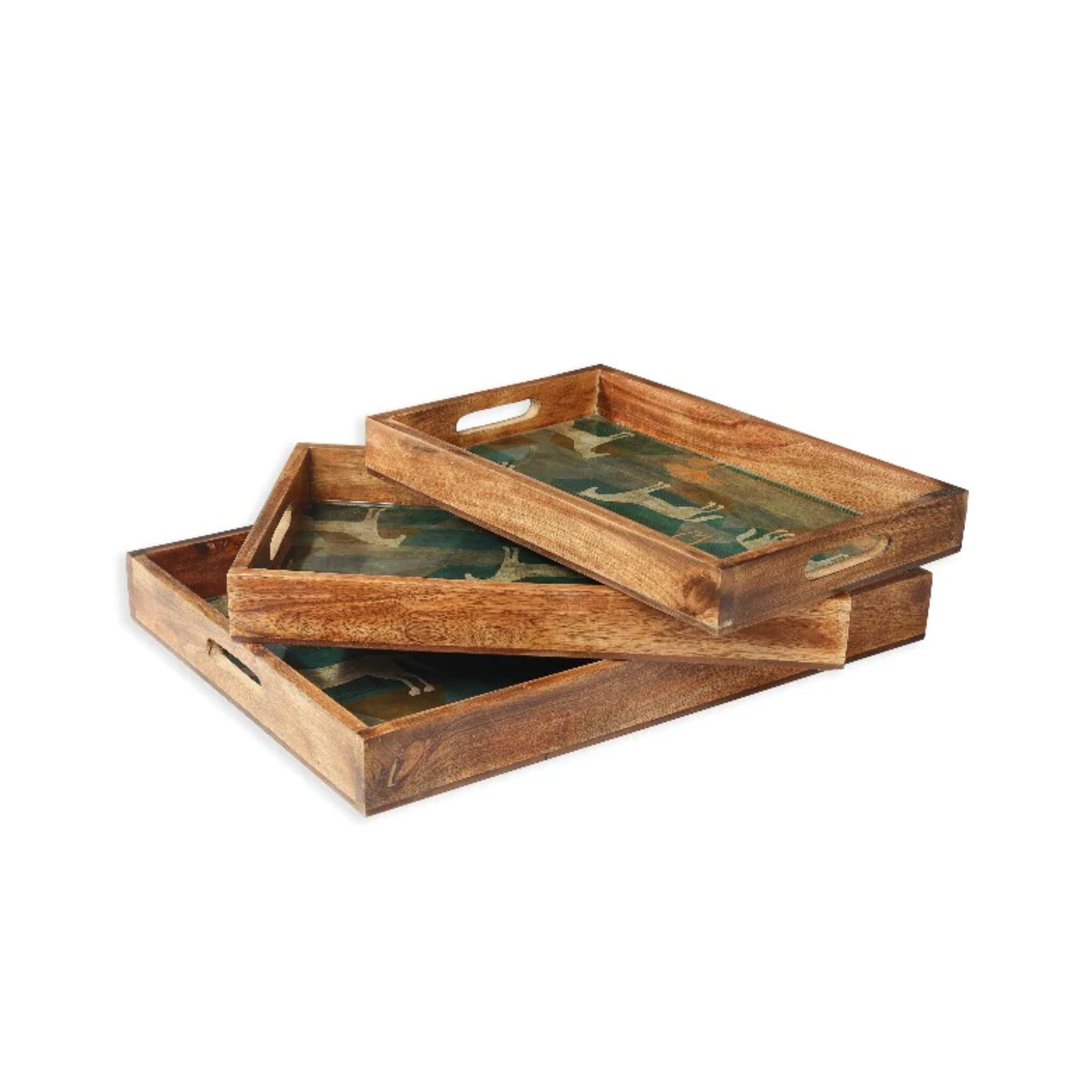 Mango Wood & Resin Trays (set of 3)