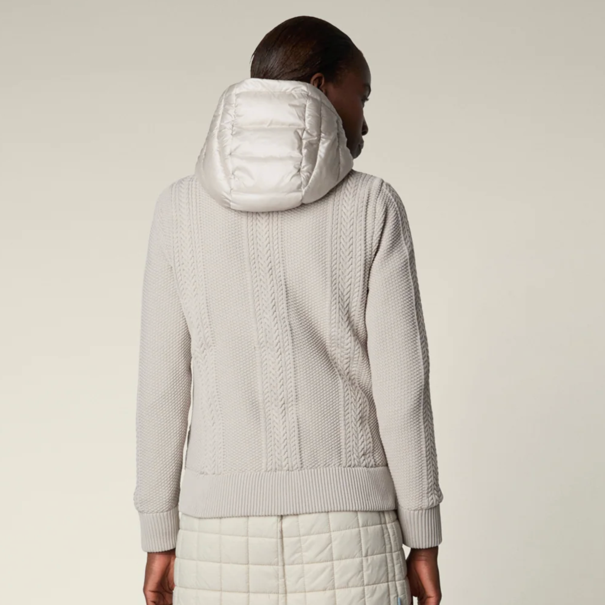 Save the Duck Ozma Hood Cable Knit Puffer ladies