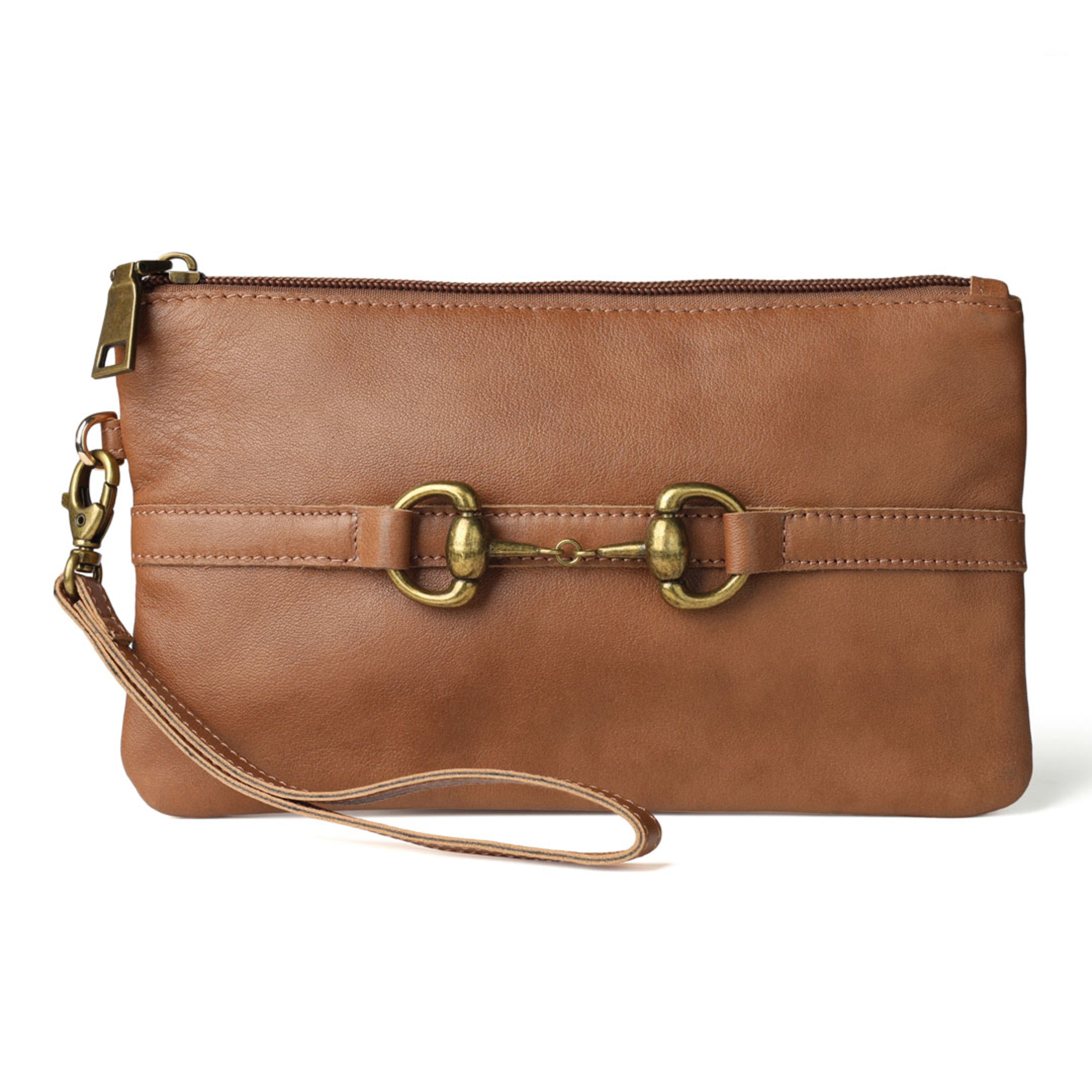 Leather Snaffle Bit Wristlet Clutch