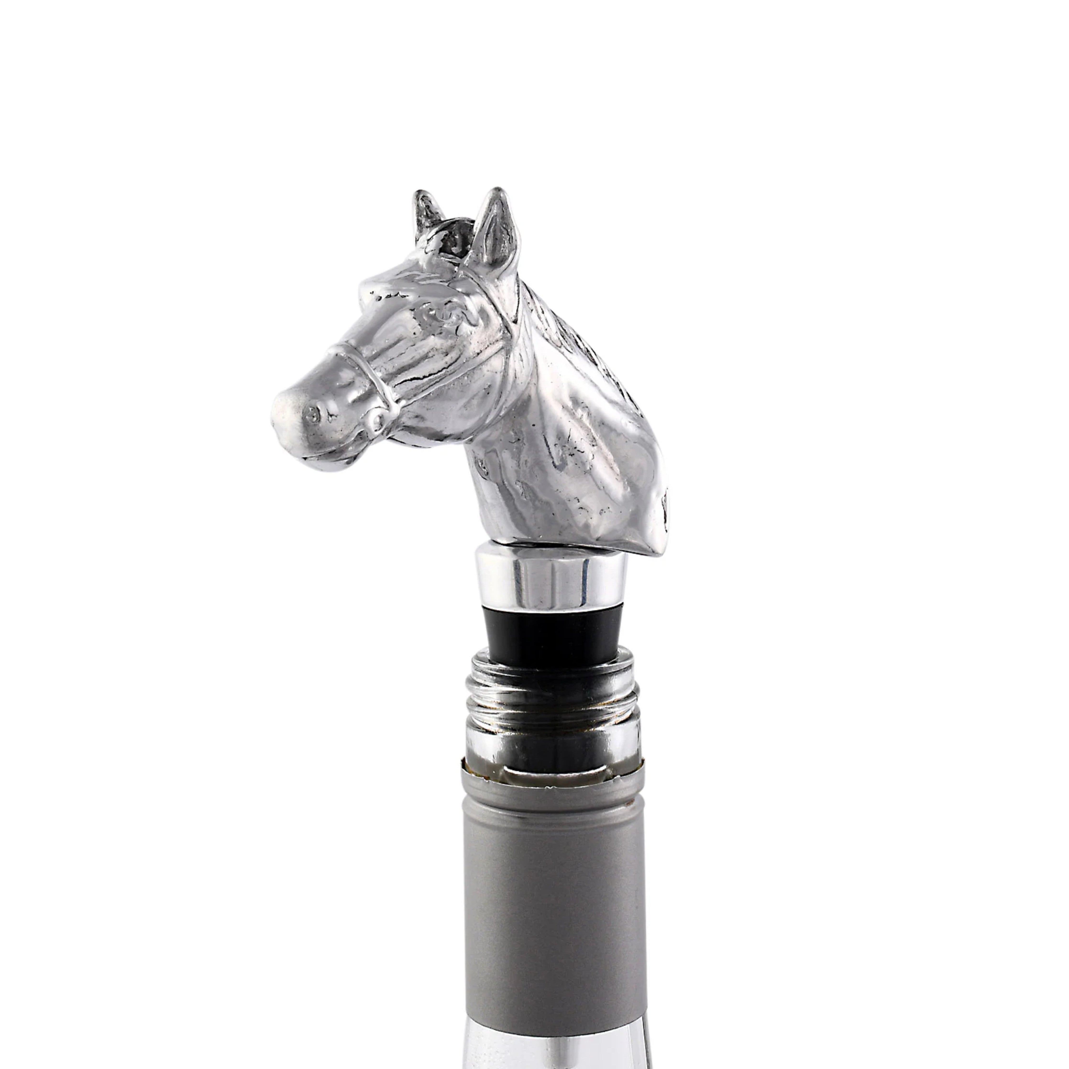 Cast Aluminum Bottle Stopper Bridled Horse