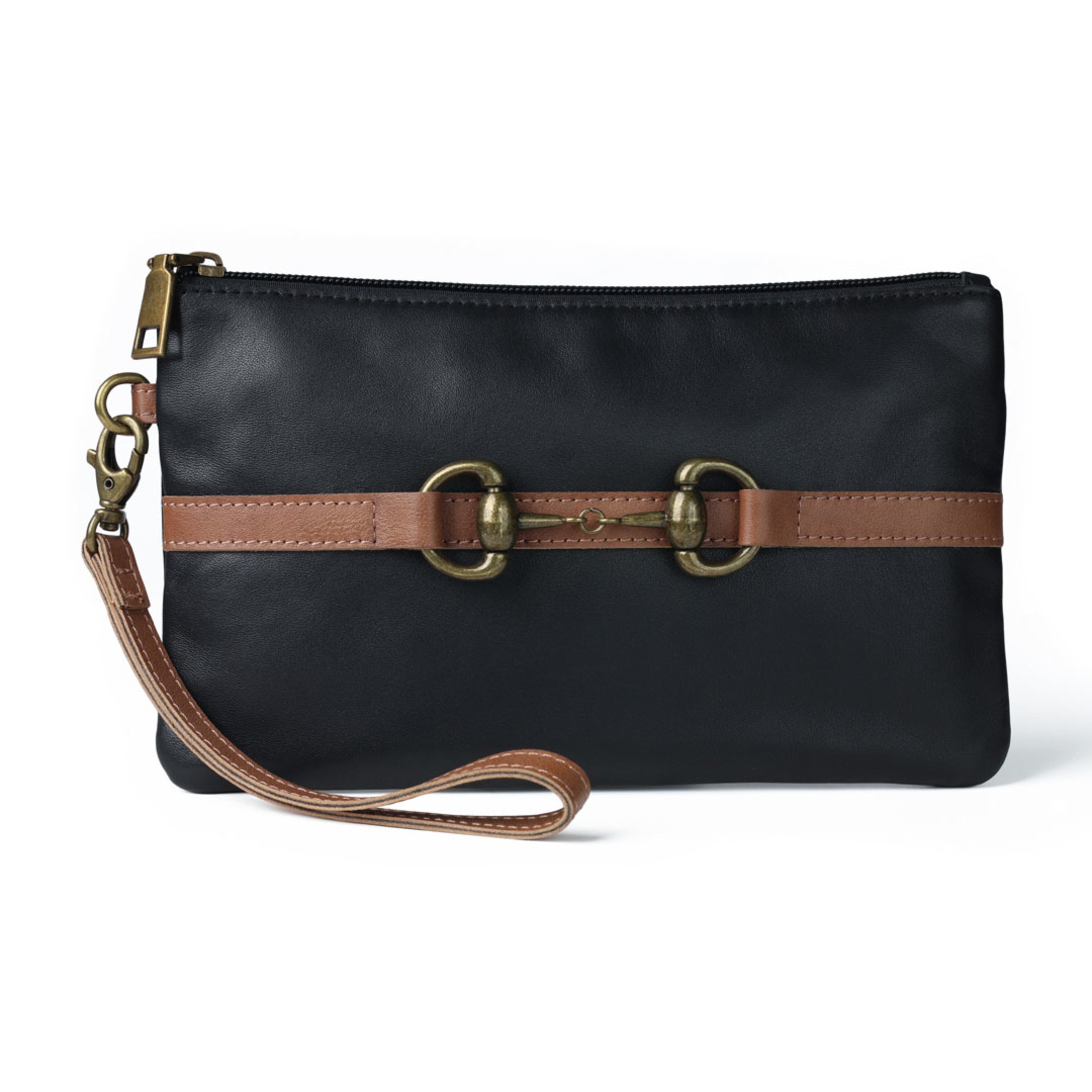 Leather Snaffle Bit Wristlet Clutch