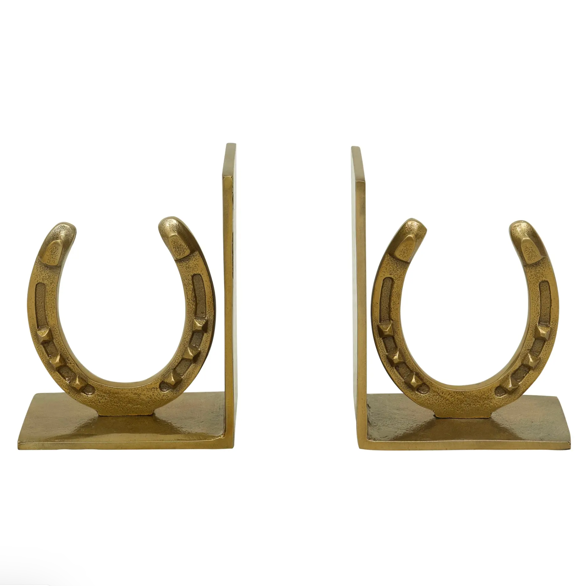 Huntley Equestrian Horseshoe Bookends, Antique Brass