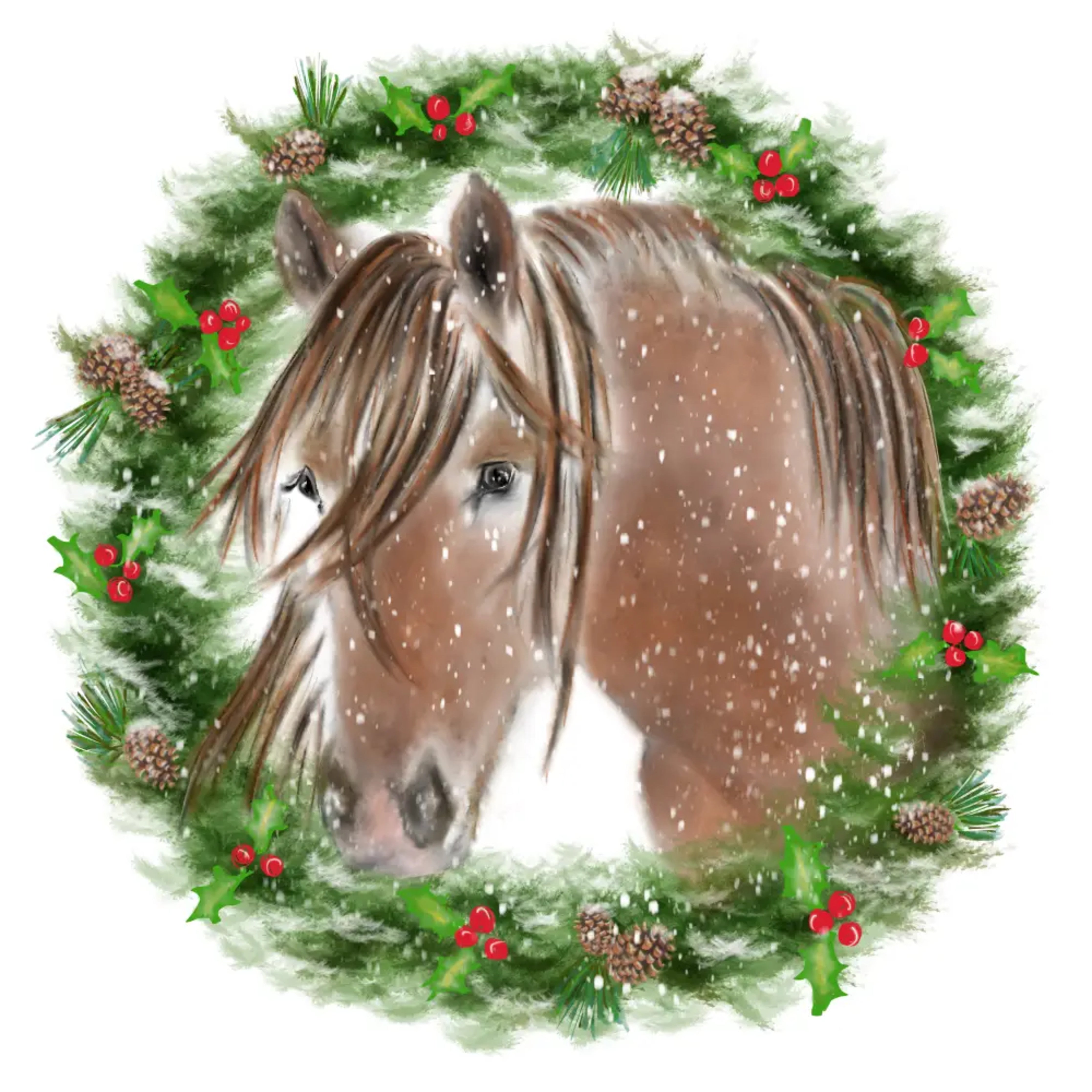 Equestrian Holiday Wreath Porcelain Platter