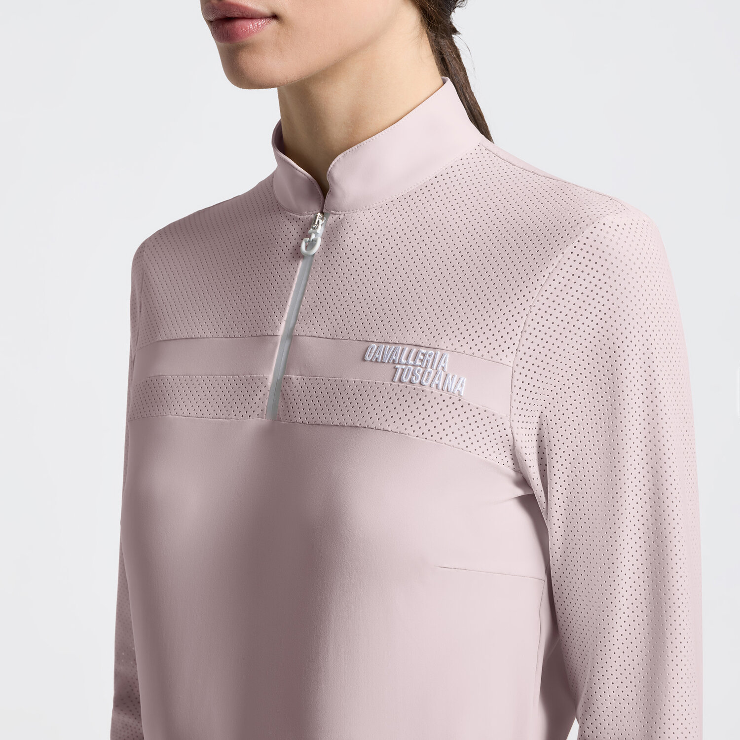 Cavalleria Toscana Perforated 1/2 Zip Polo l/s ladies