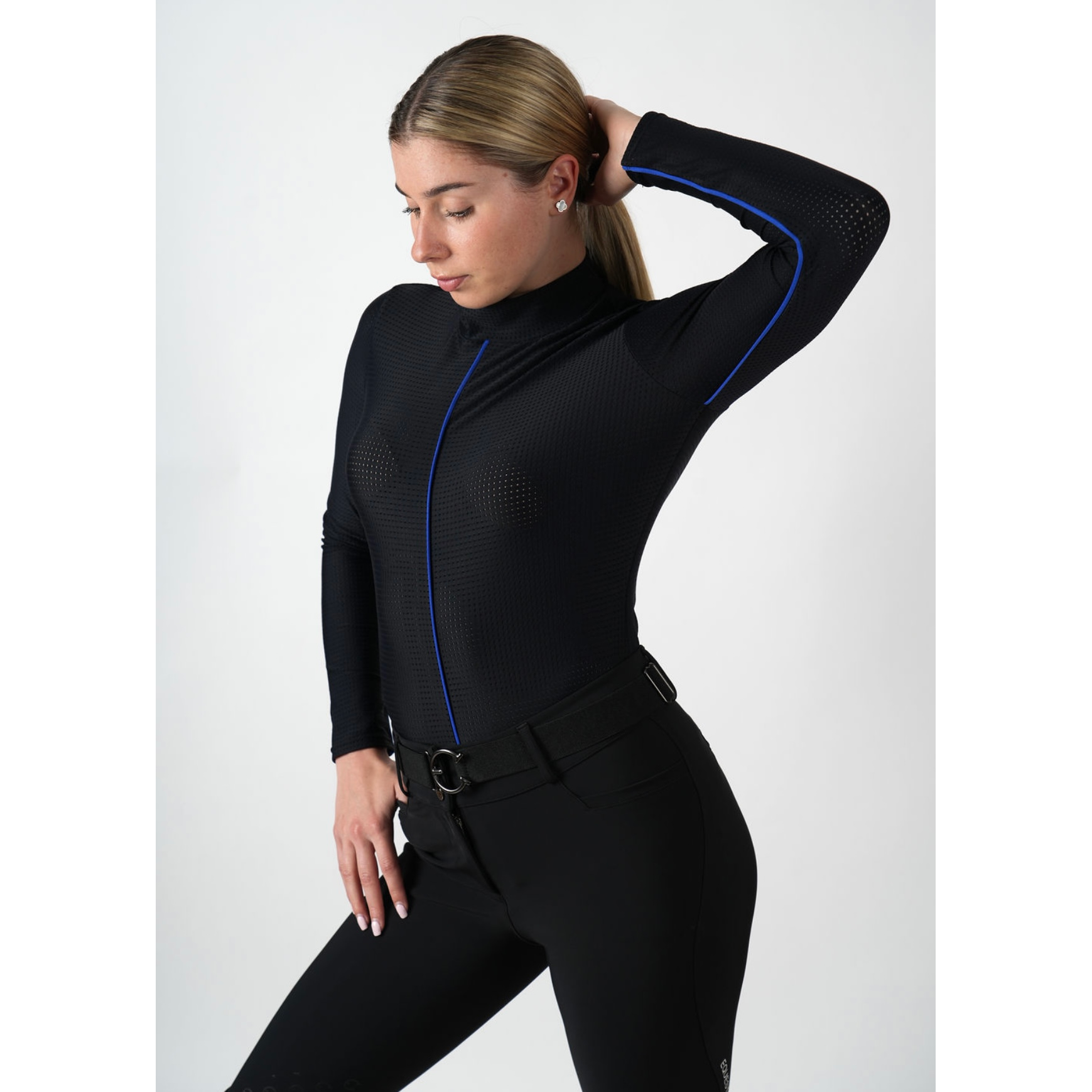 EquestrianClub Rita Piped Perforated Turtleneck