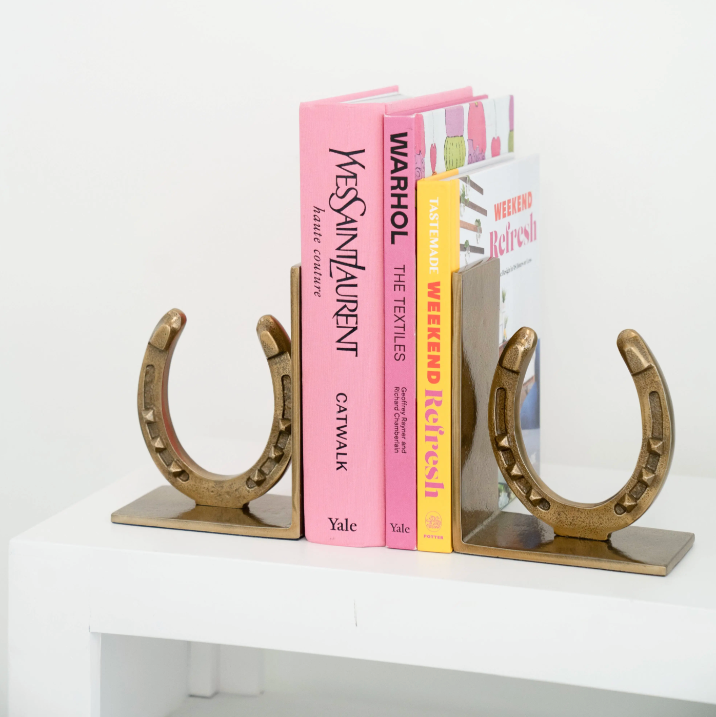 Huntley Equestrian Horseshoe Bookends, Antique Brass