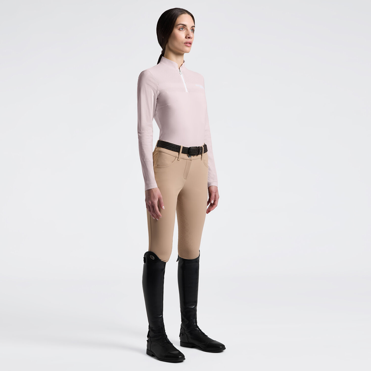 Cavalleria Toscana Perforated 1/2 Zip Polo l/s ladies