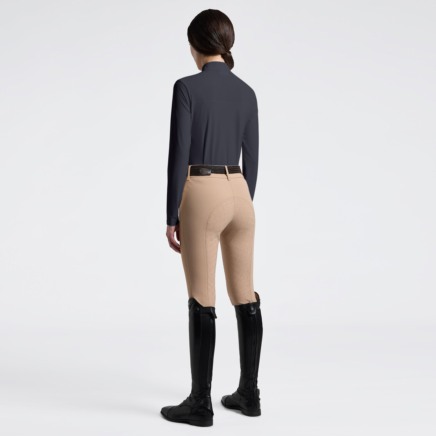 Cavalleria Toscana Perforated 1/2 Zip Polo l/s ladies