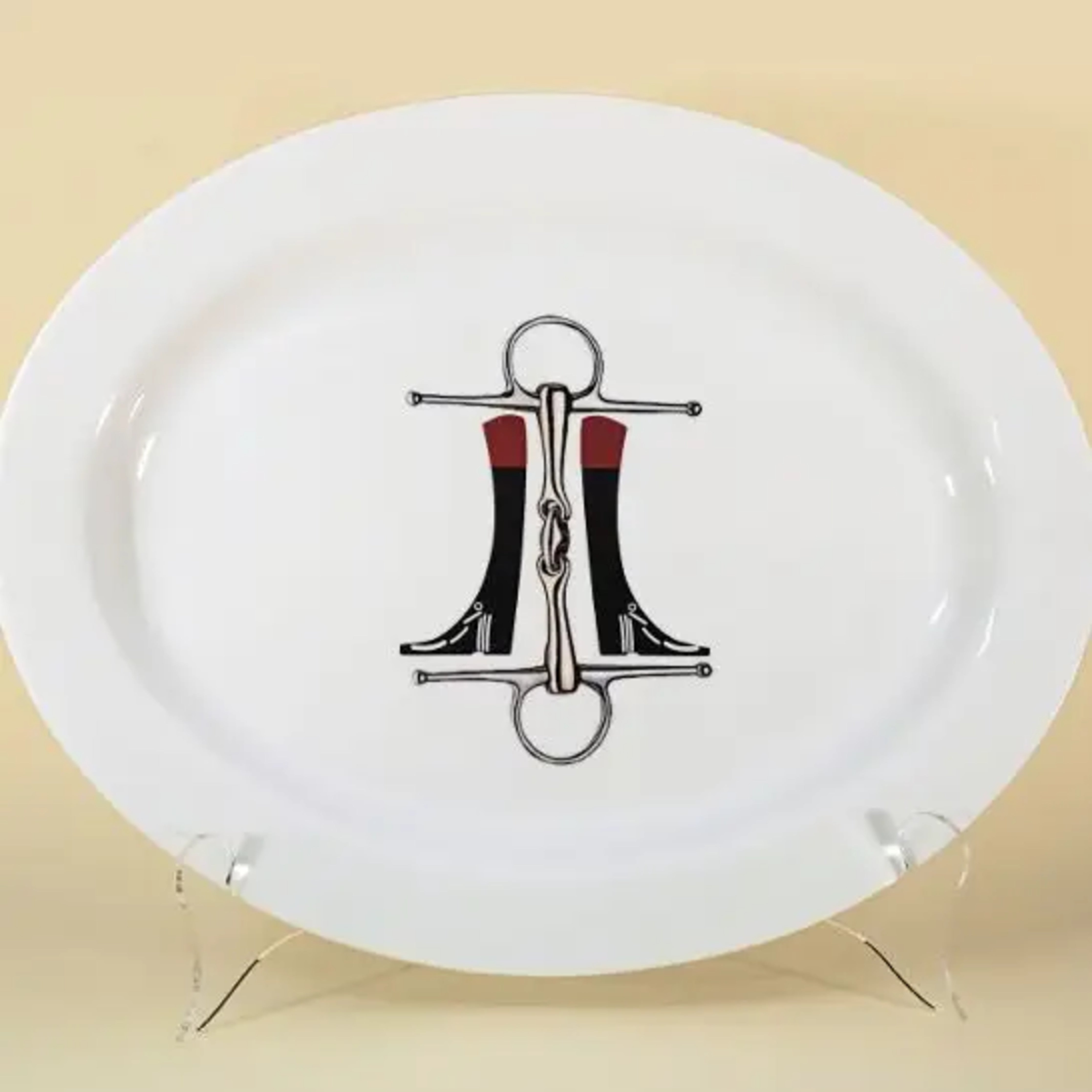 Equestrian Boots 'n Bit Oval Serving Platter