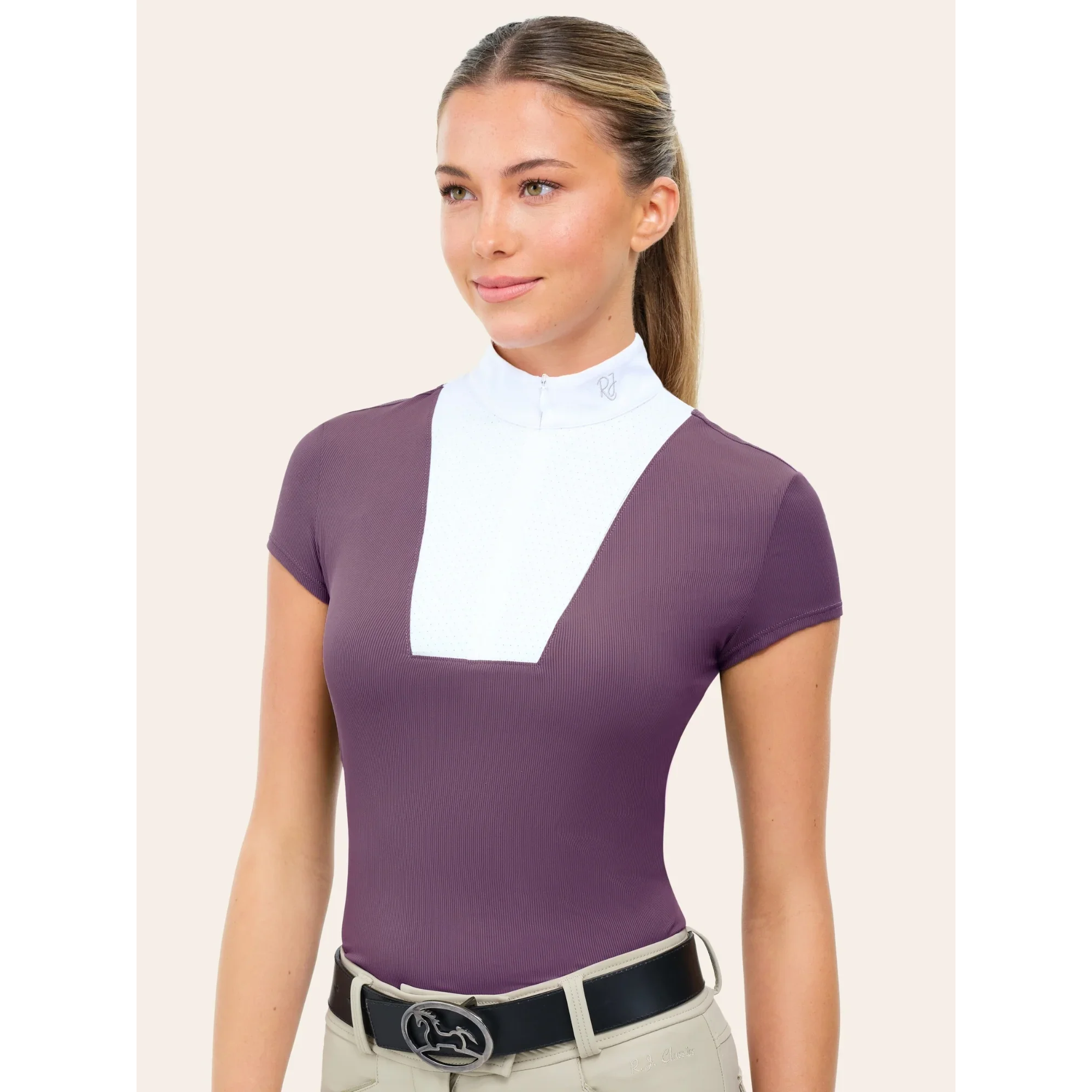 R.J. Classics Celeste Rib Zip Polo s/s ladies