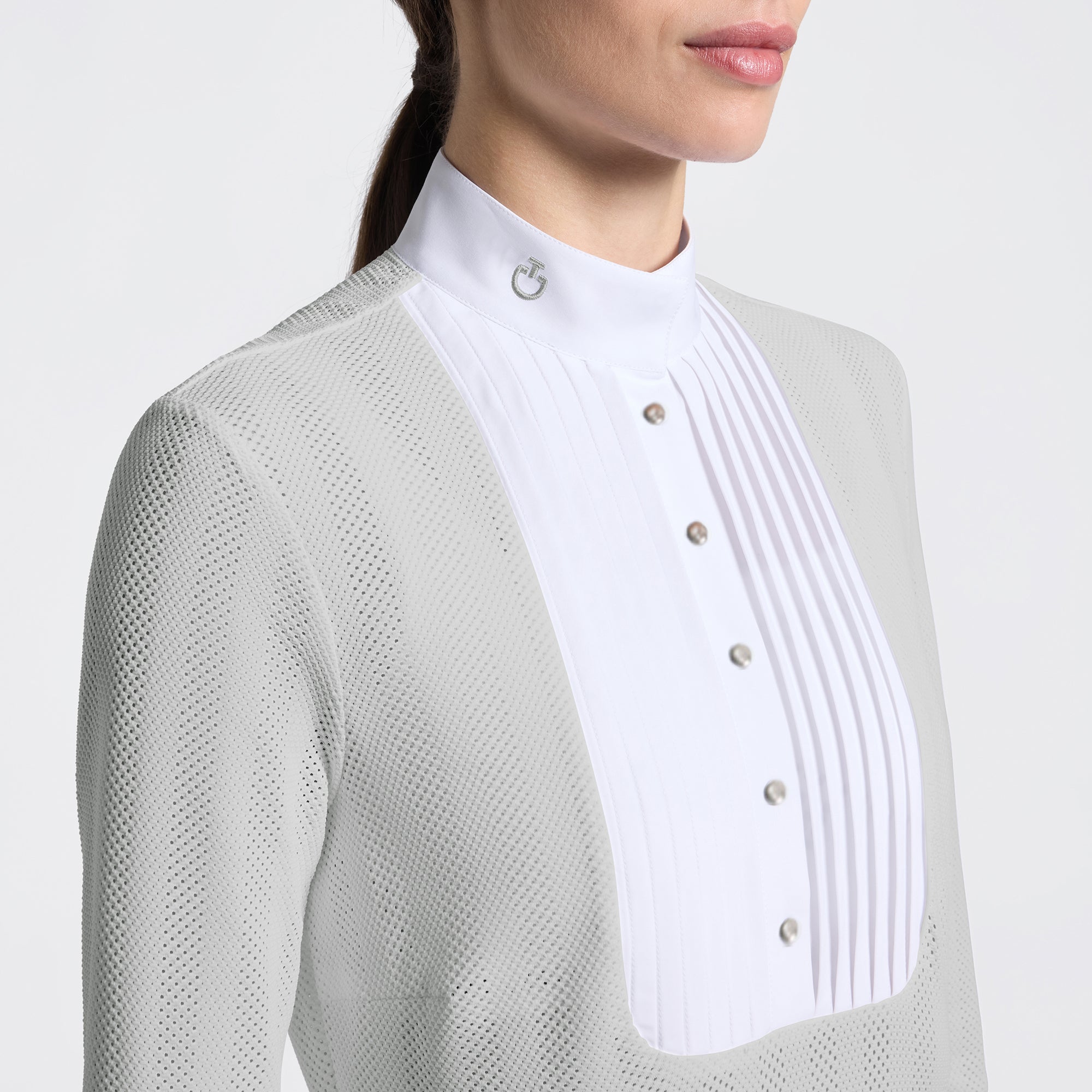 Cavalleria Toscana Knit Lines Pleat Bib Shirt lds