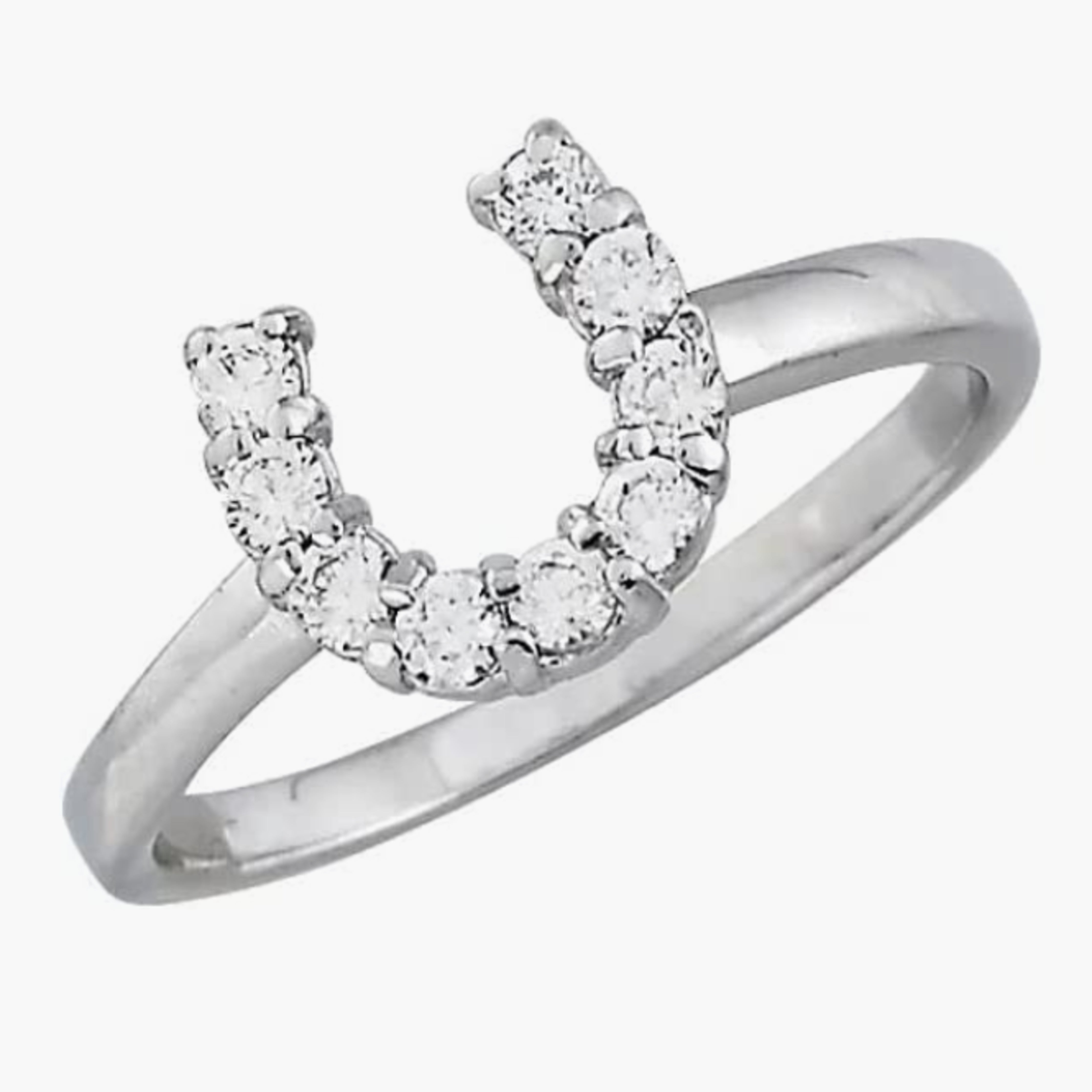 Sterling Silver Crystal Horseshoe Ring