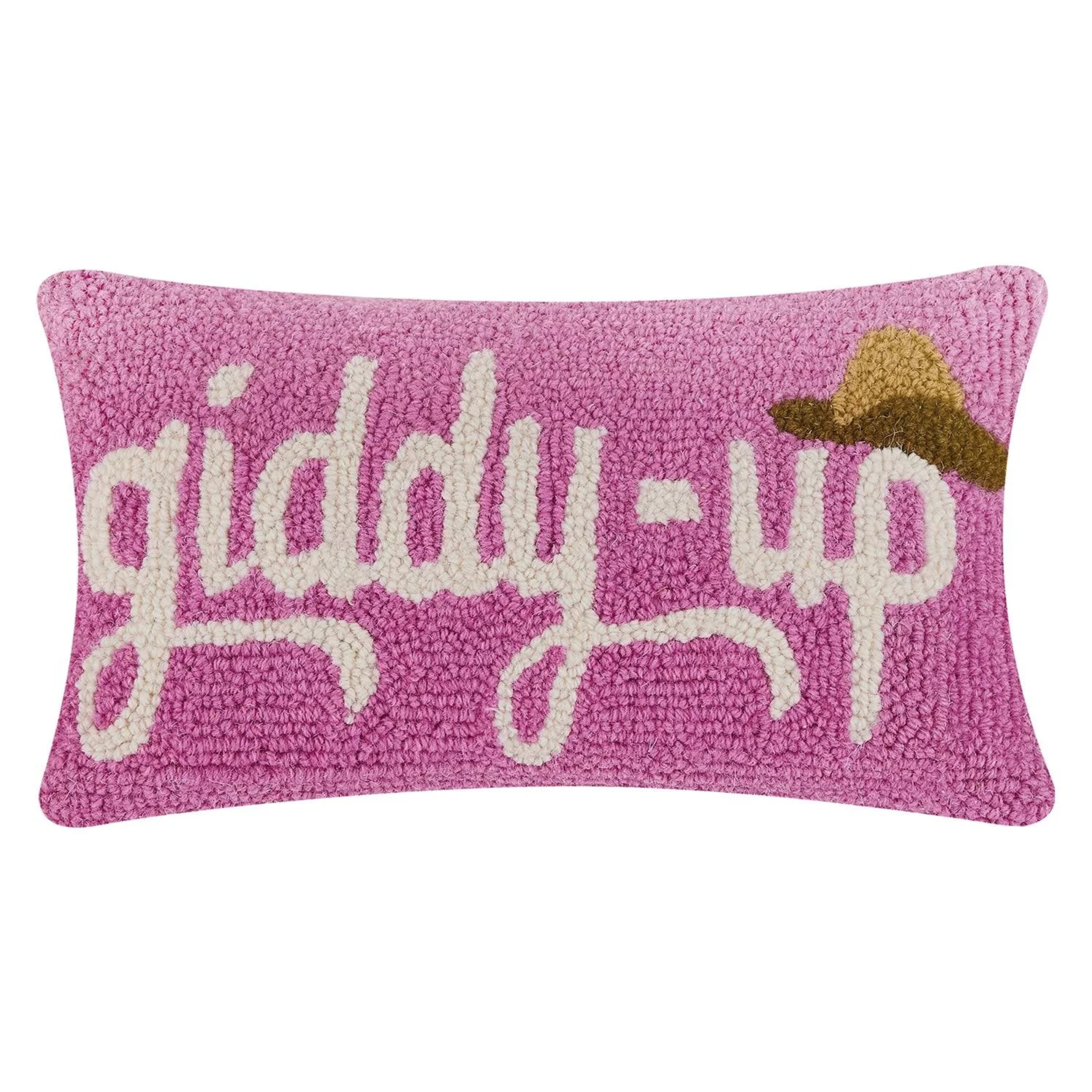 Giddy Up Hat Hooked Pillow
