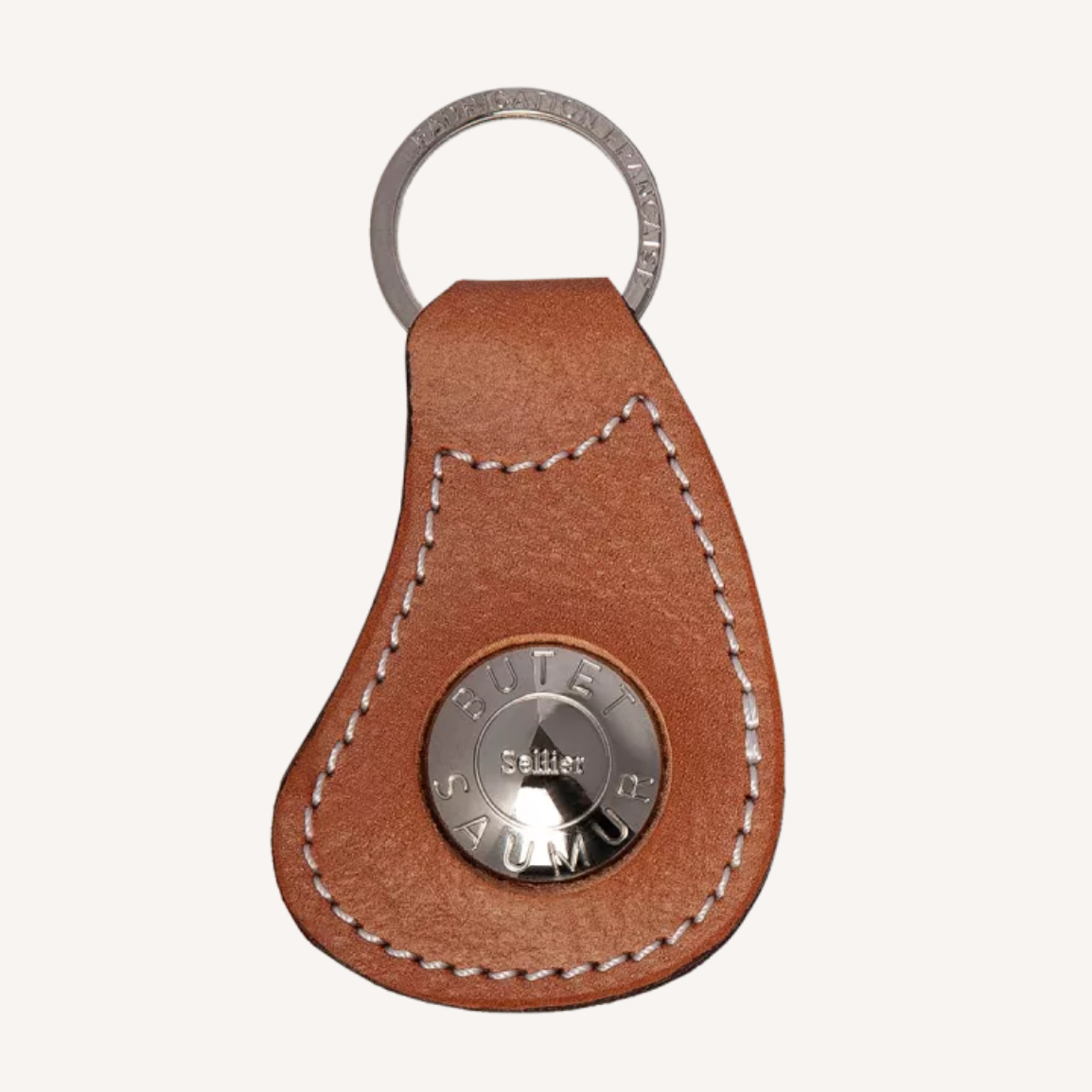BUTET Leather + Nailhead Key Ring