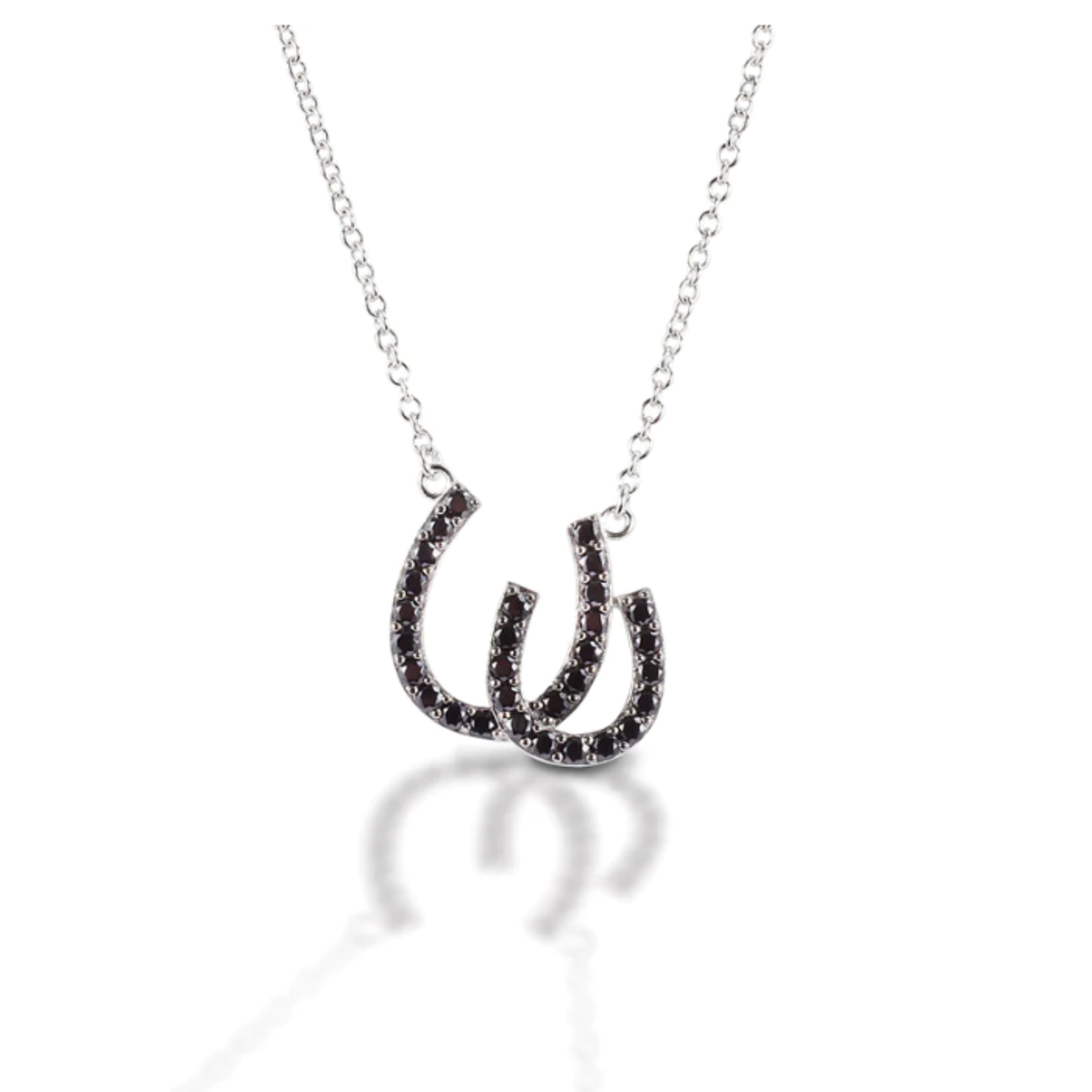 Kelly Herd Double Horseshoe Necklace Black Stones
