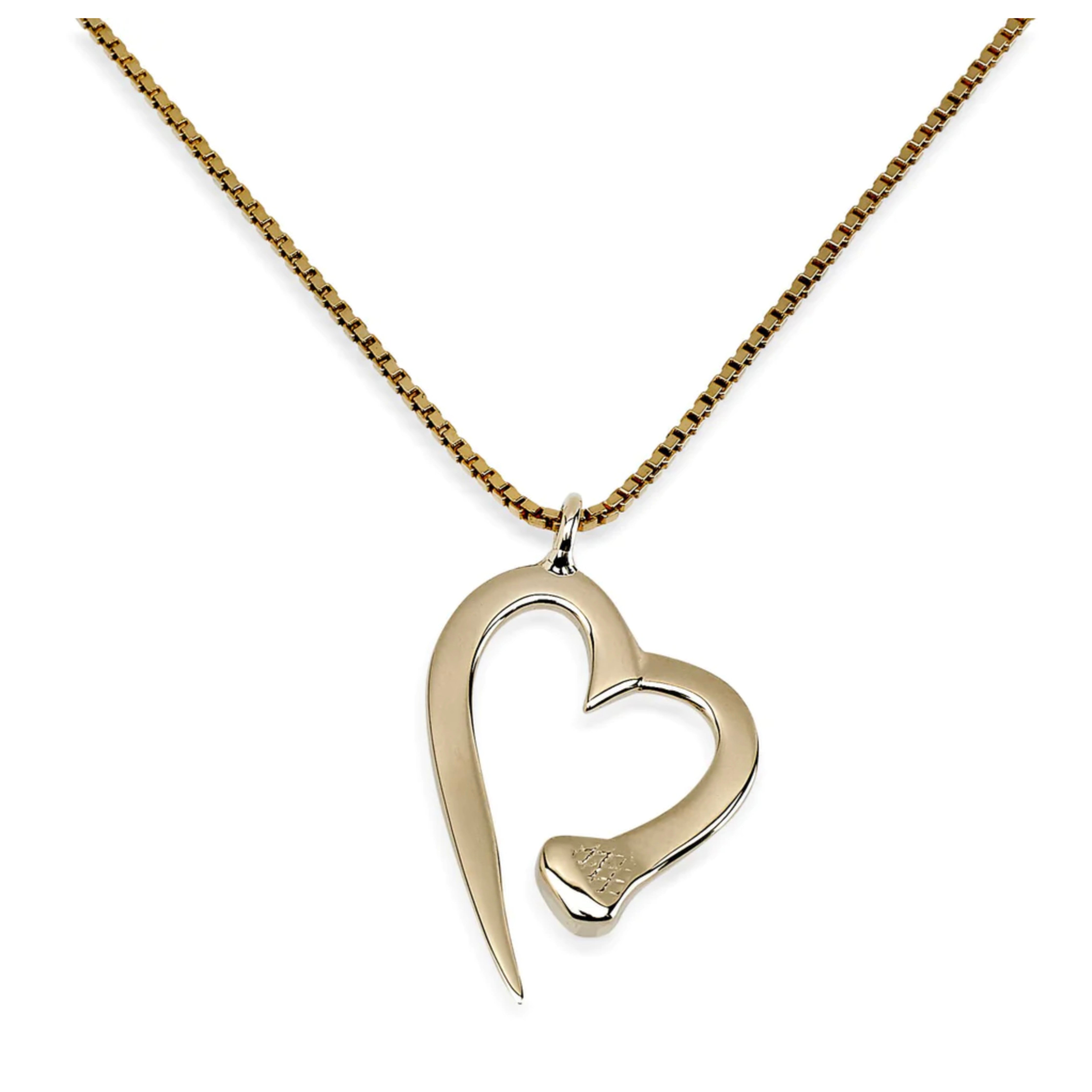 Rusty Brown Nail Heart Necklace 14k Gold
